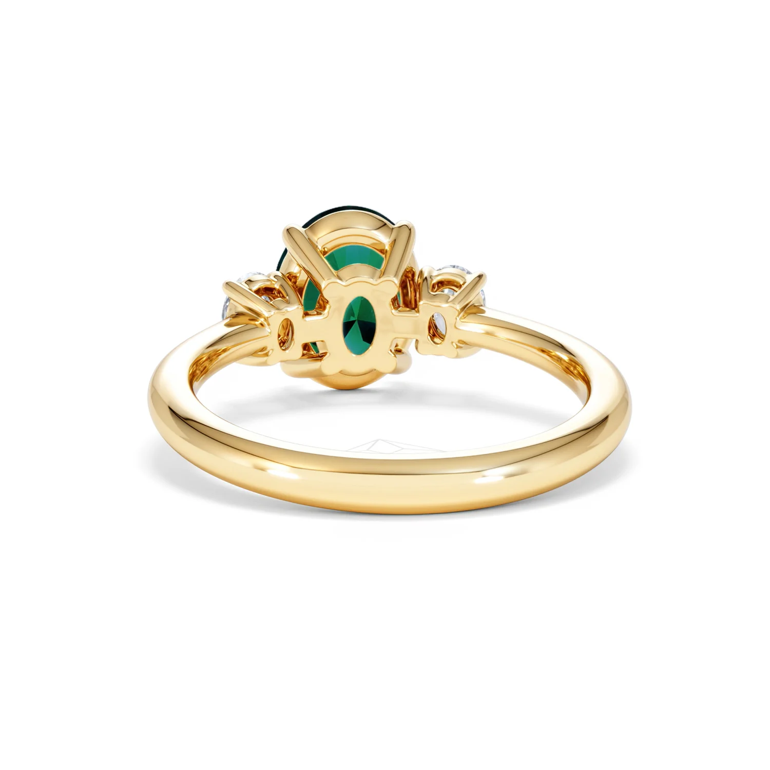 Solene 2.00ct Oval Lab Emerald and Lab Diamond 3 Stone Engagement Ring in 18K Yellow Gold - Image 51