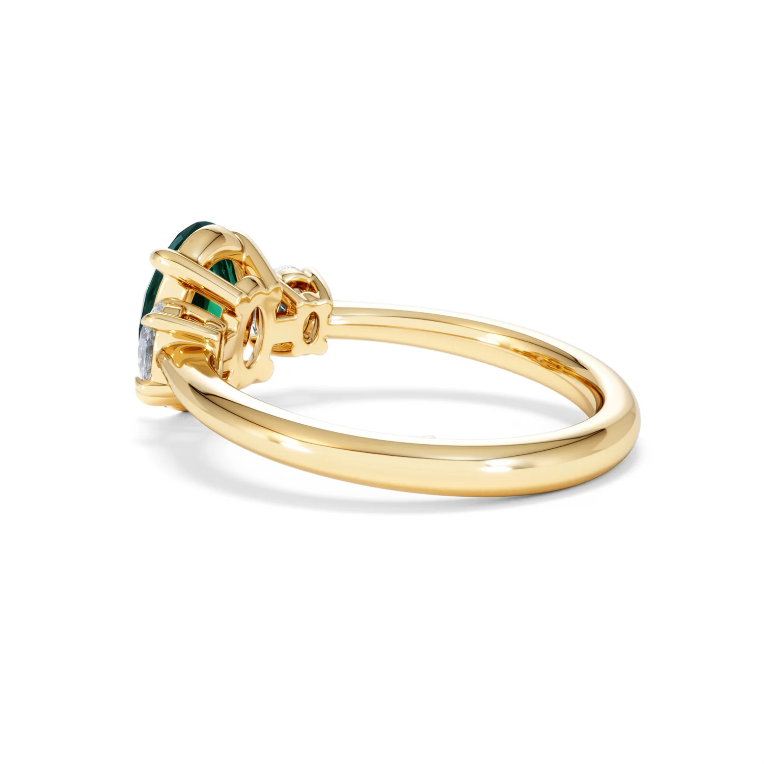 Solene 2.00ct Oval Lab Emerald and Lab Diamond 3 Stone Engagement Ring in 18K Yellow Gold - Image 61