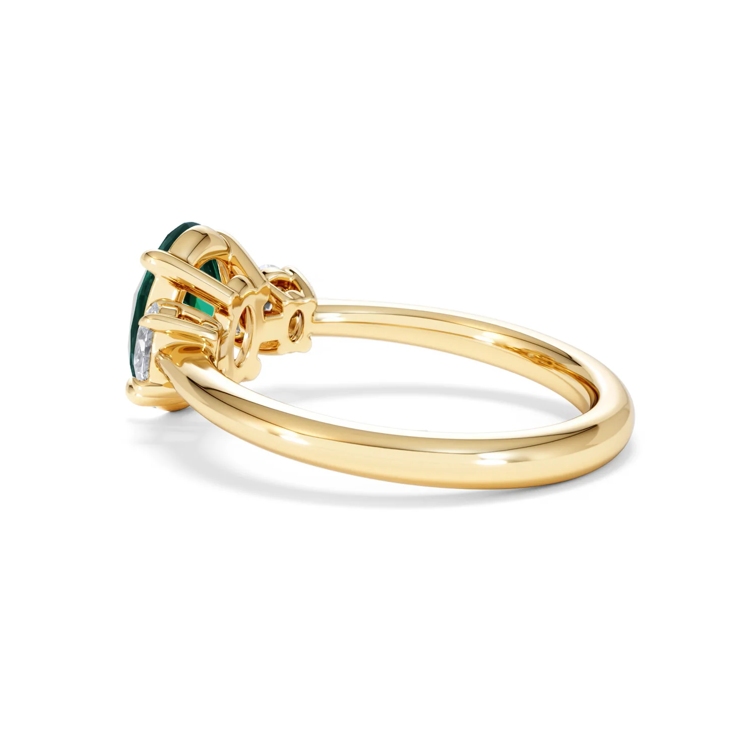 Solene 2.00ct Oval Lab Emerald and Lab Diamond 3 Stone Engagement Ring in 18K Yellow Gold - Image 62