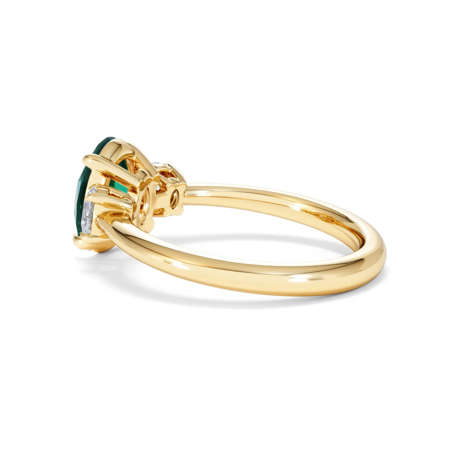 Solene 2.00ct Oval Lab Emerald and Lab Diamond 3 Stone Engagement Ring in 18K Yellow Gold - Image 63