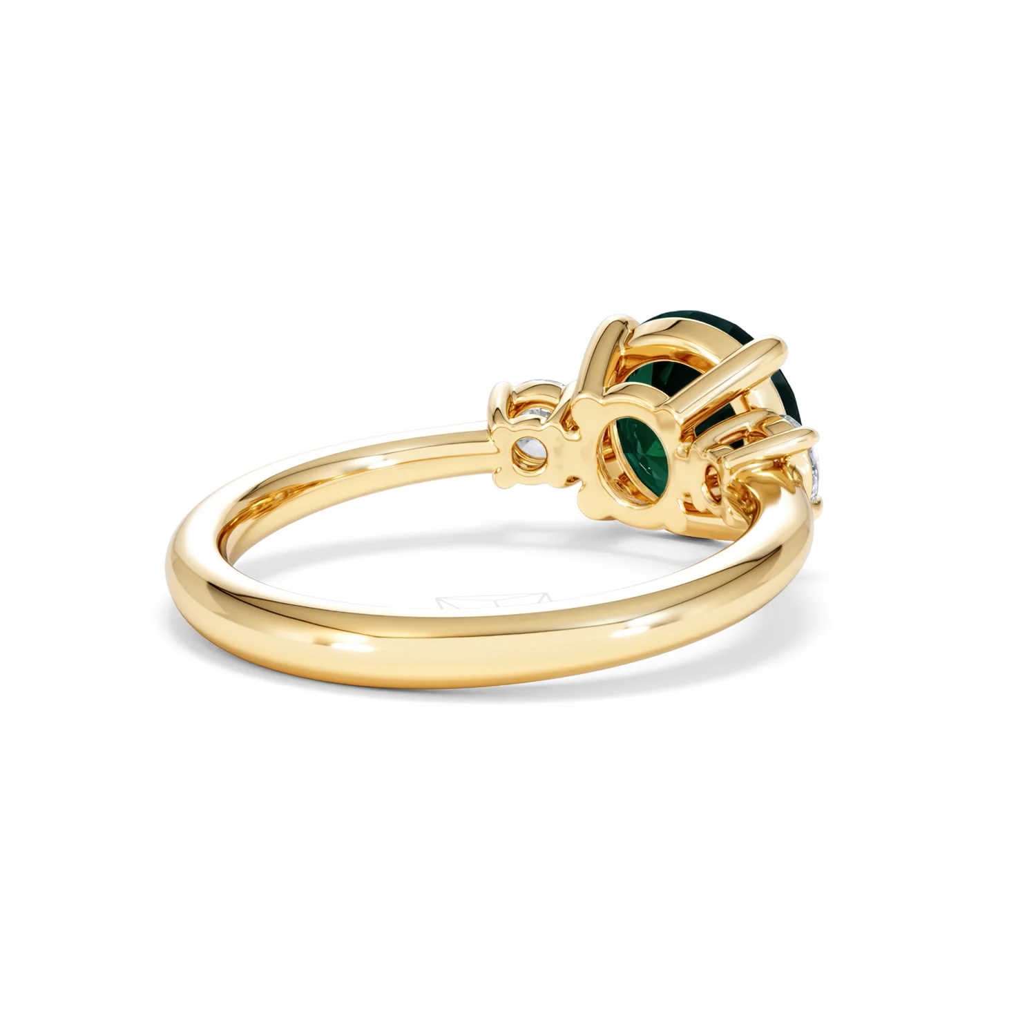 Solene 2.00ct Round Cut Lab Emerald and Lab Diamond 3 Stone Engagement Ring in 18K Yellow Gold - Image 41