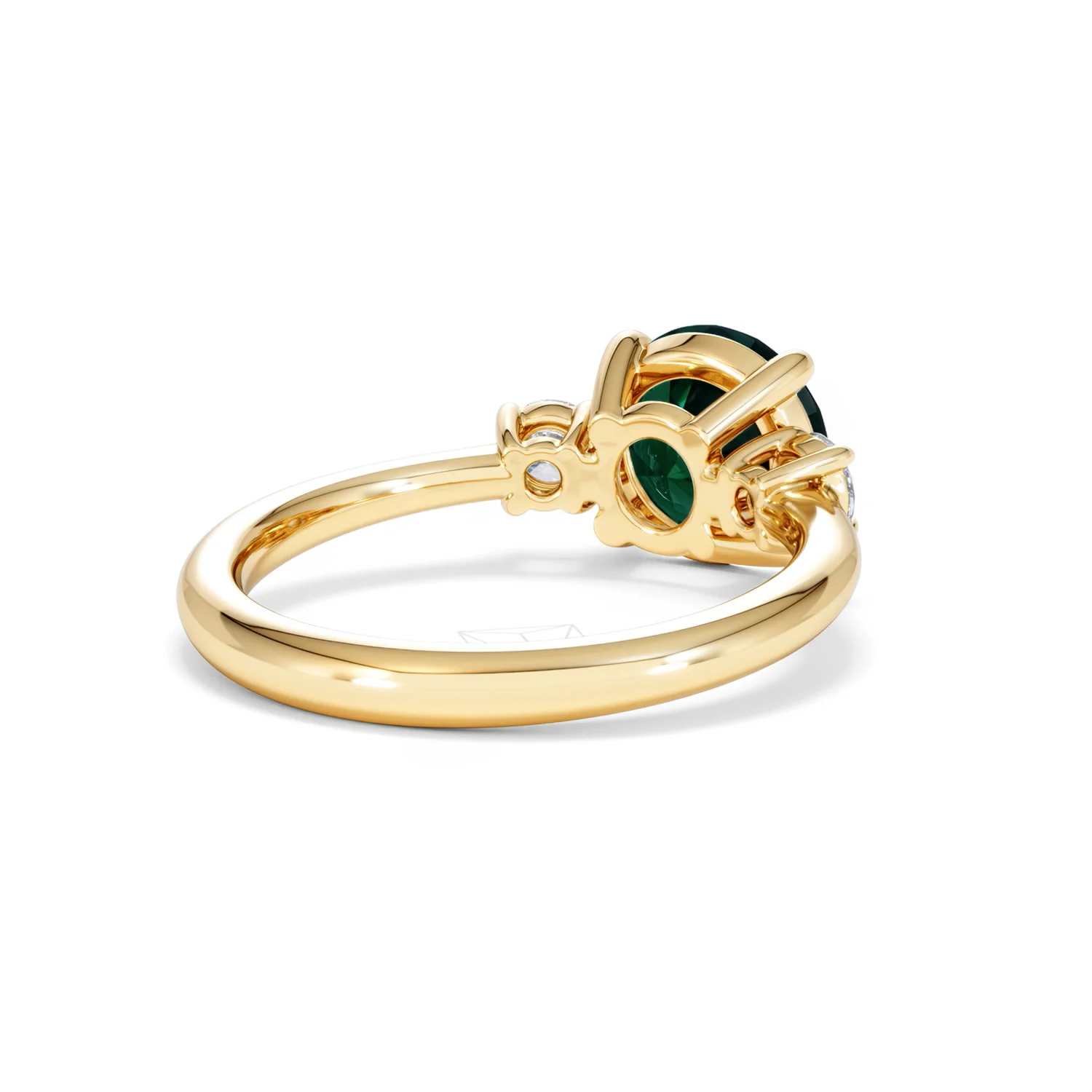 Solene 2.00ct Round Cut Lab Emerald and Lab Diamond 3 Stone Engagement Ring in 18K Yellow Gold - Image 42