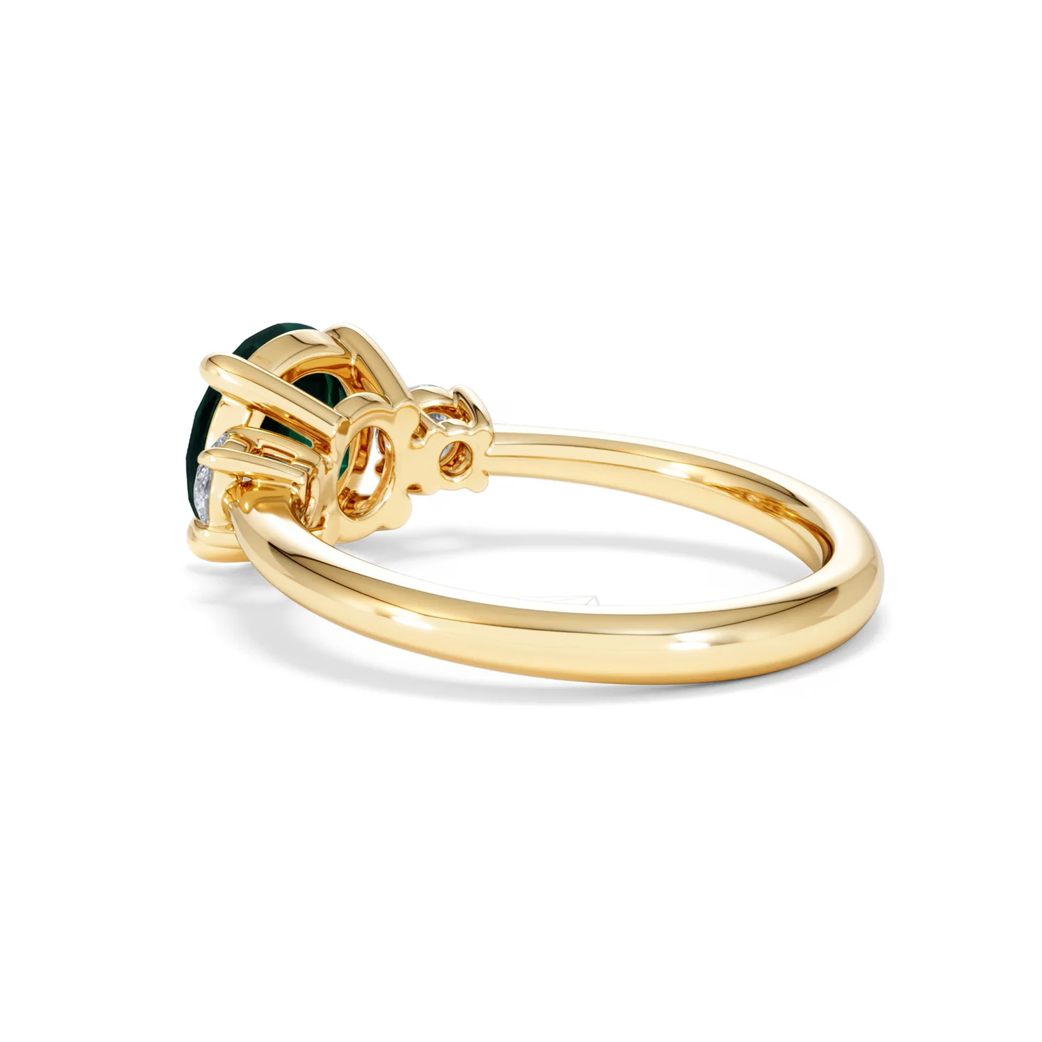 Solene 2.00ct Round Cut Lab Emerald and Lab Diamond 3 Stone Engagement Ring in 18K Yellow Gold - Image 60