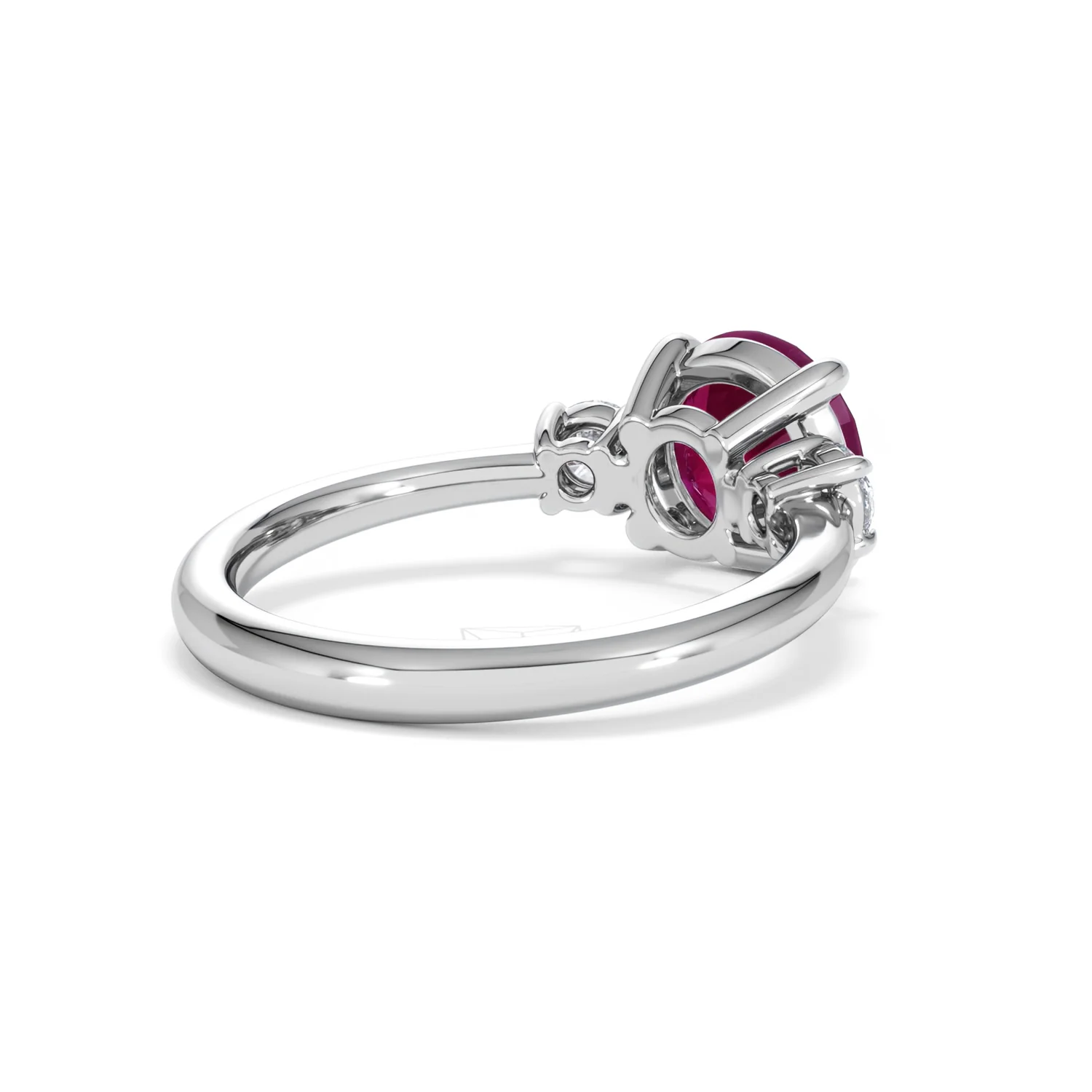 Solene 2.00ct Round Cut Lab Ruby and Lab Diamond 3 Stone Engagement Ring in 18K White Gold - Image 40