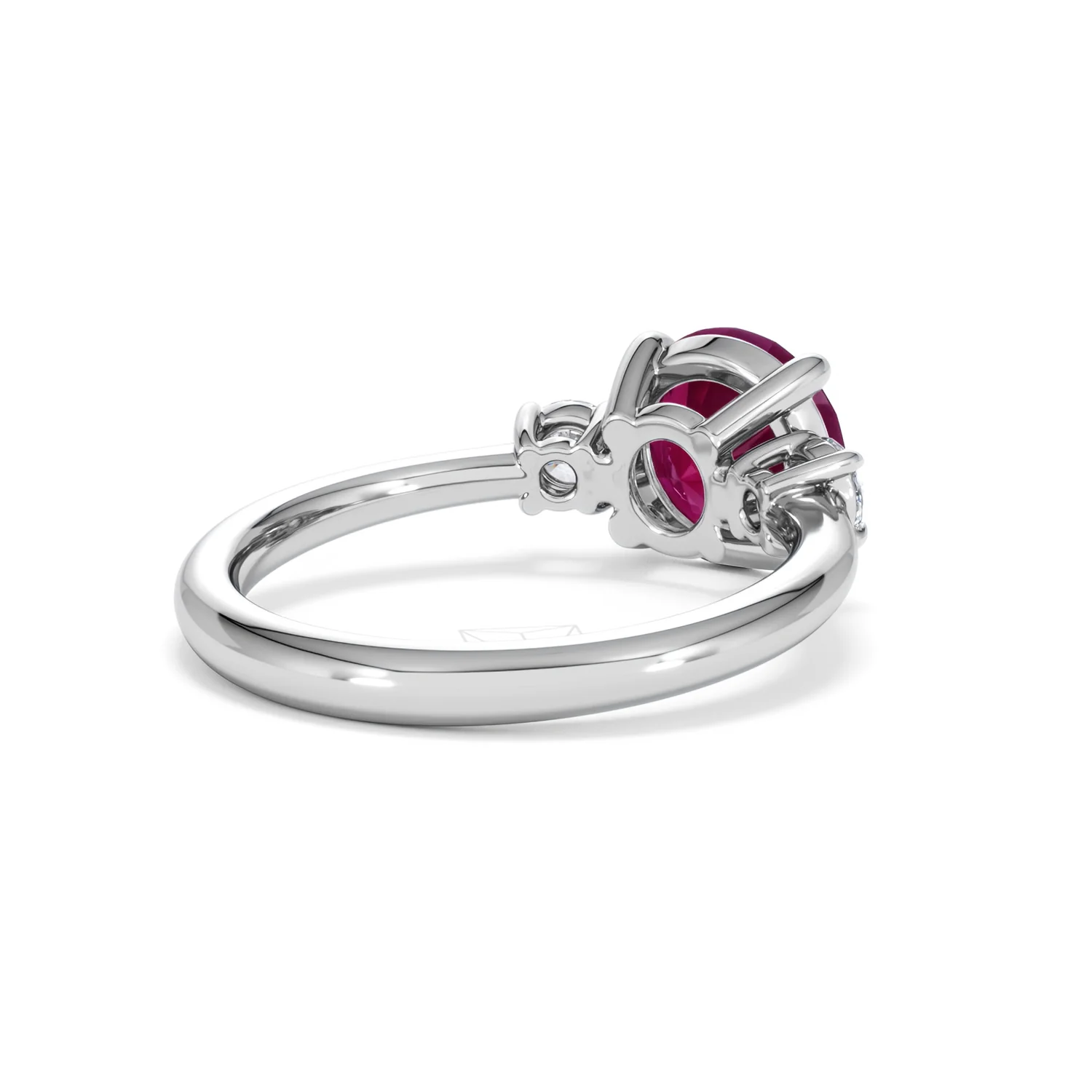 Solene 2.00ct Round Cut Lab Ruby and Lab Diamond 3 Stone Engagement Ring in 18K White Gold - Image 41