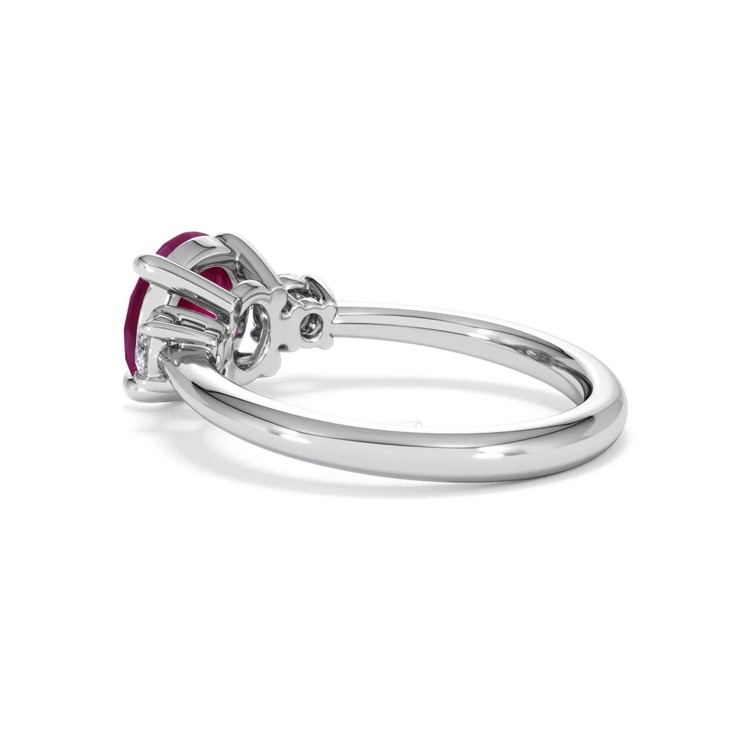 Solene 2.00ct Round Cut Lab Ruby and Lab Diamond 3 Stone Engagement Ring in 18K White Gold - Image 61