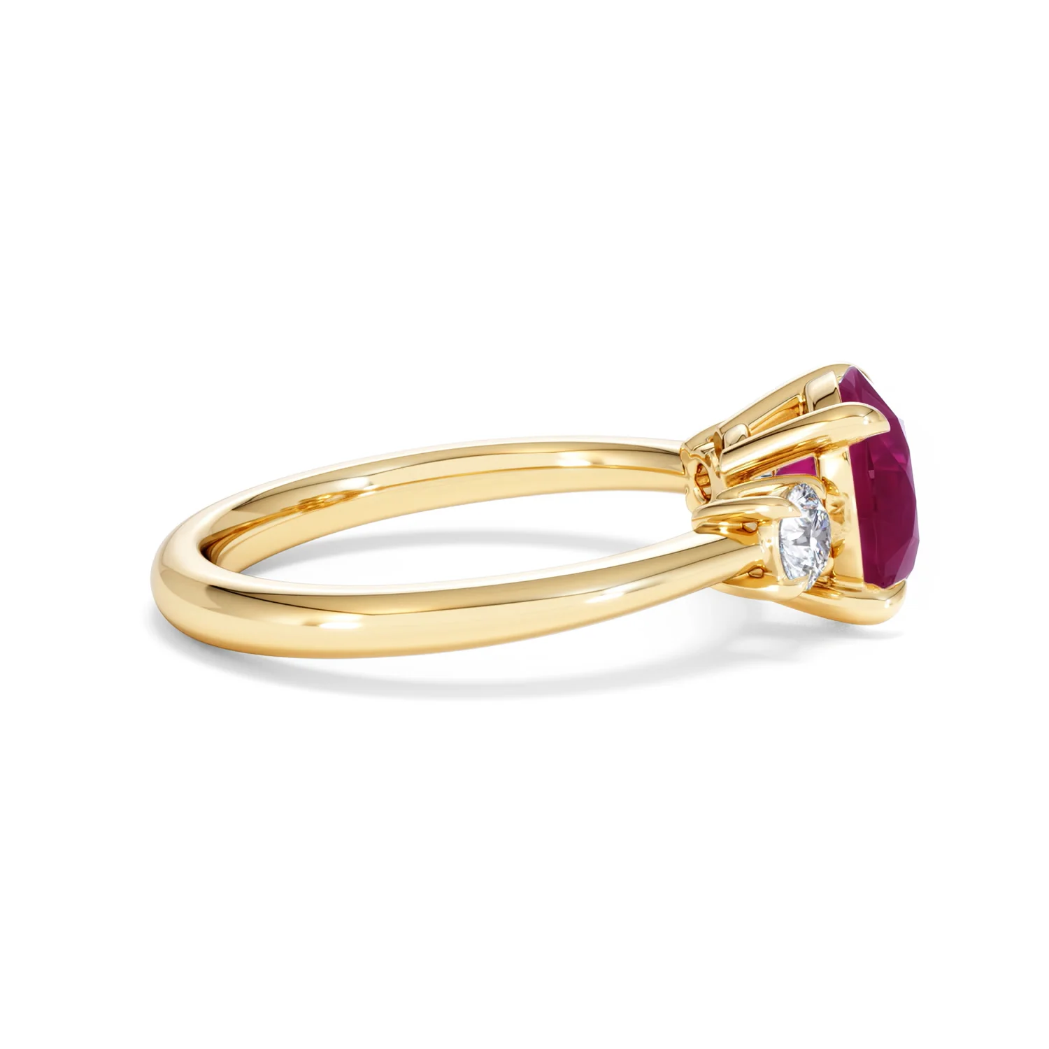 Solene 2.00ct Round Cut Lab Ruby and Lab Diamond 3 Stone Engagement Ring in 18K Yellow Gold - Image 29