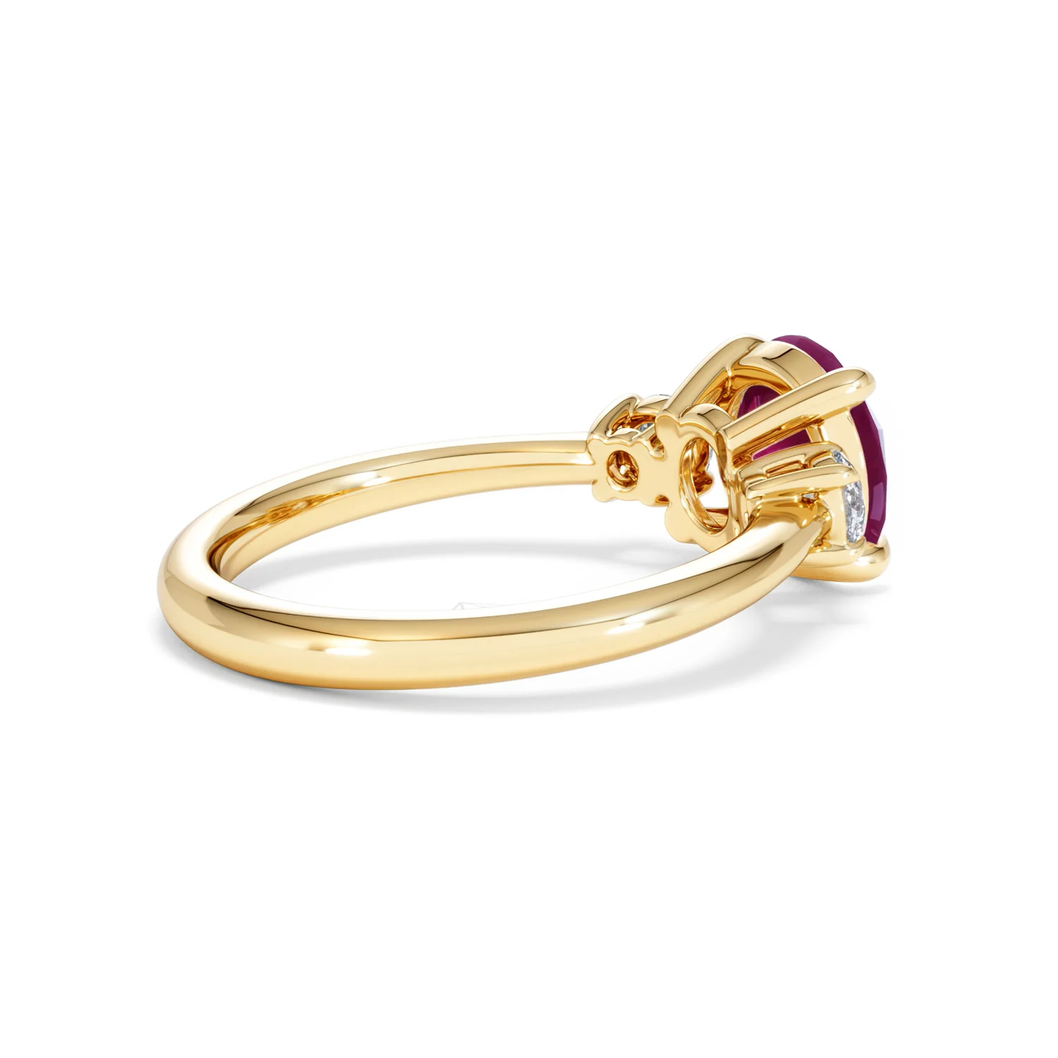 Solene 2.00ct Round Cut Lab Ruby and Lab Diamond 3 Stone Engagement Ring in 18K Yellow Gold - Image 36