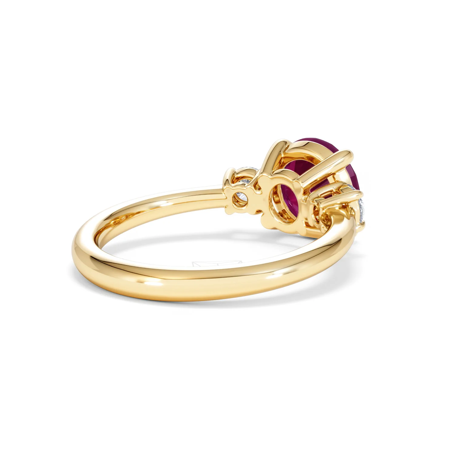 Solene 2.00ct Round Cut Lab Ruby and Lab Diamond 3 Stone Engagement Ring in 18K Yellow Gold - Image 40
