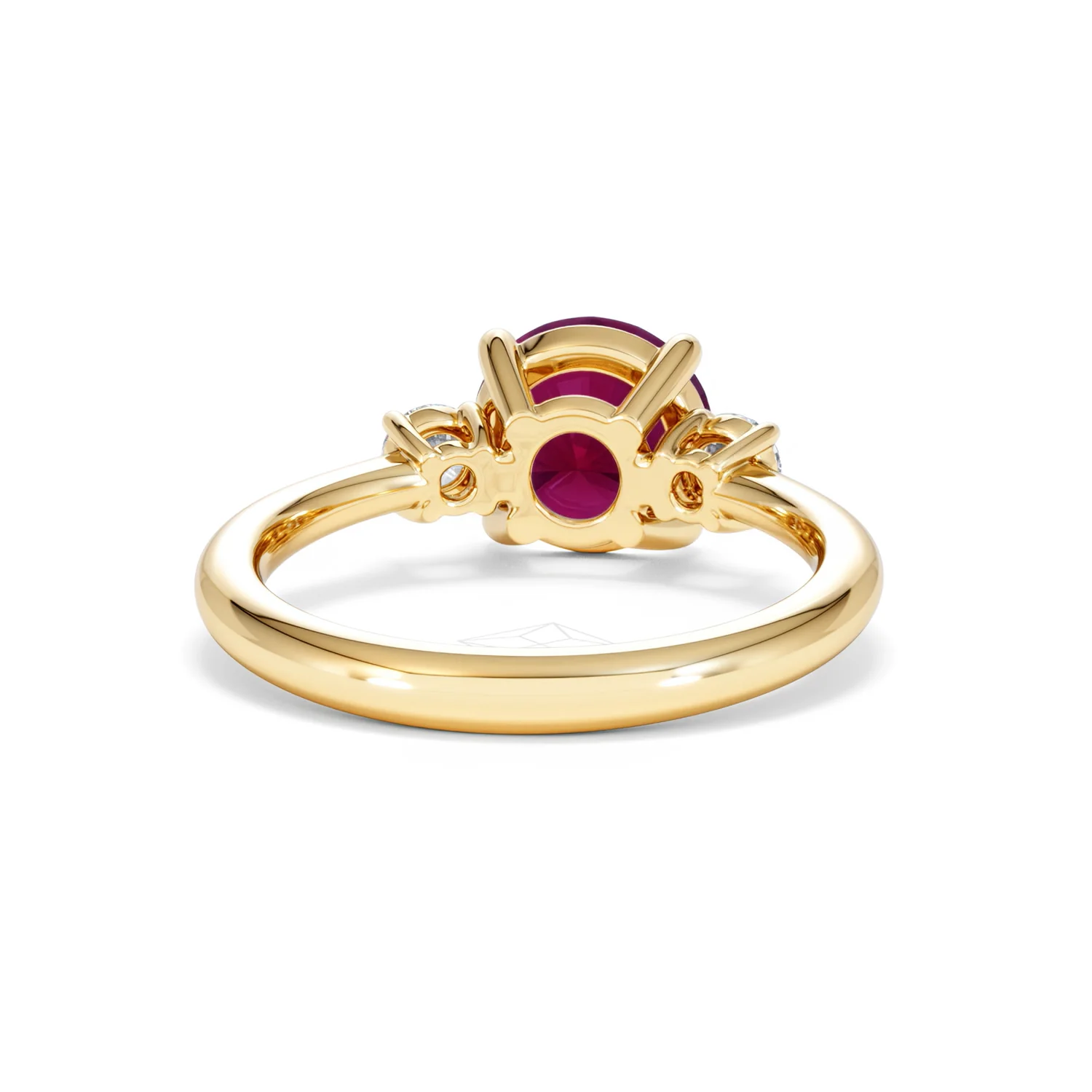 Solene 2.00ct Round Cut Lab Ruby and Lab Diamond 3 Stone Engagement Ring in 18K Yellow Gold - Image 47