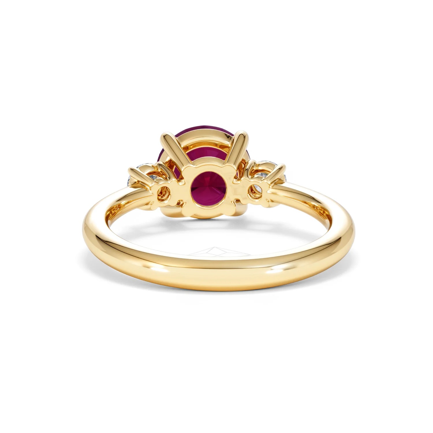 Solene 2.00ct Round Cut Lab Ruby and Lab Diamond 3 Stone Engagement Ring in 18K Yellow Gold - Image 50
