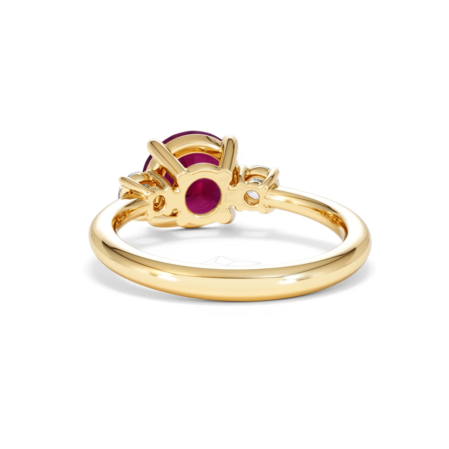 Solene 2.00ct Round Cut Lab Ruby and Lab Diamond 3 Stone Engagement Ring in 18K Yellow Gold - Image 52