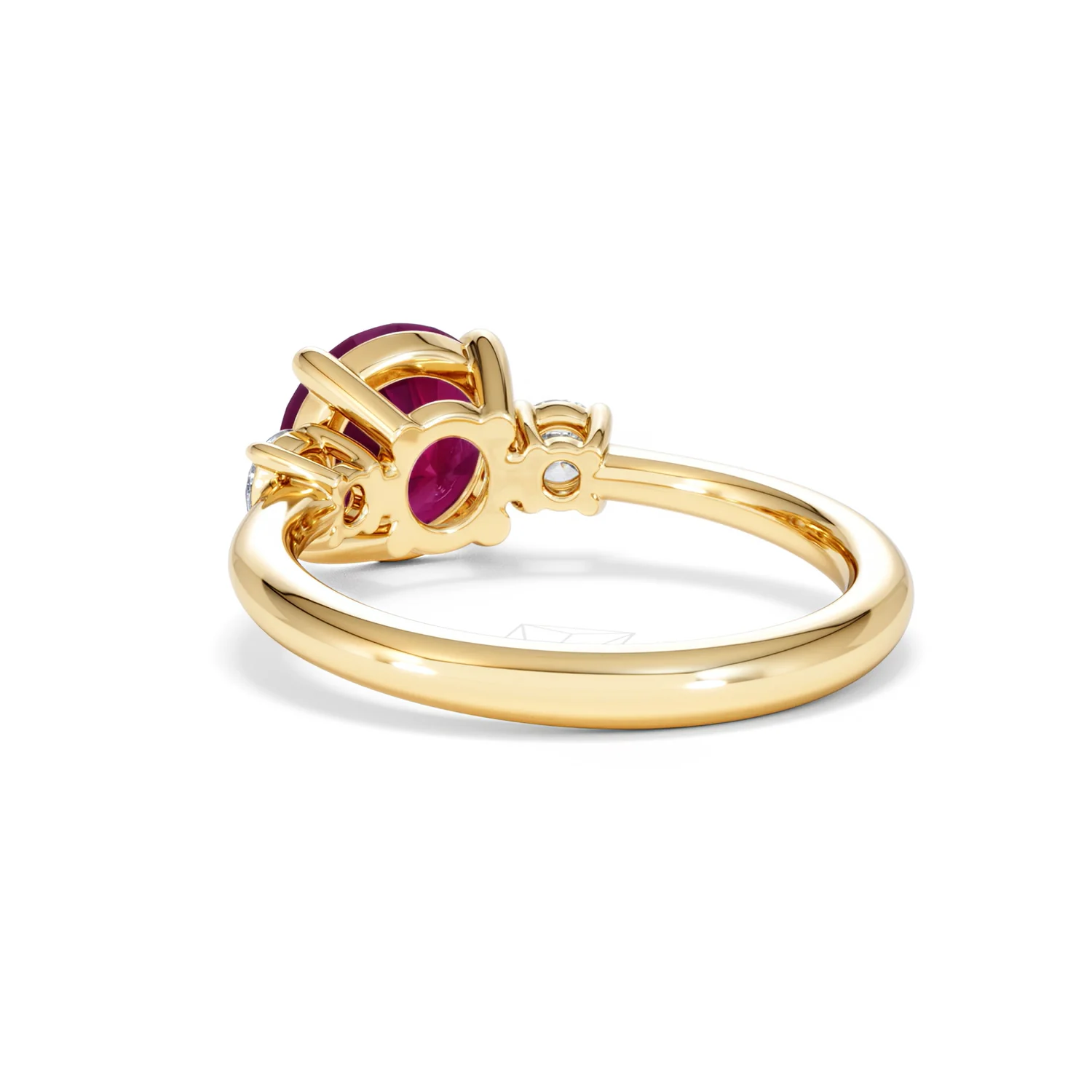 Solene 2.00ct Round Cut Lab Ruby and Lab Diamond 3 Stone Engagement Ring in 18K Yellow Gold - Image 55