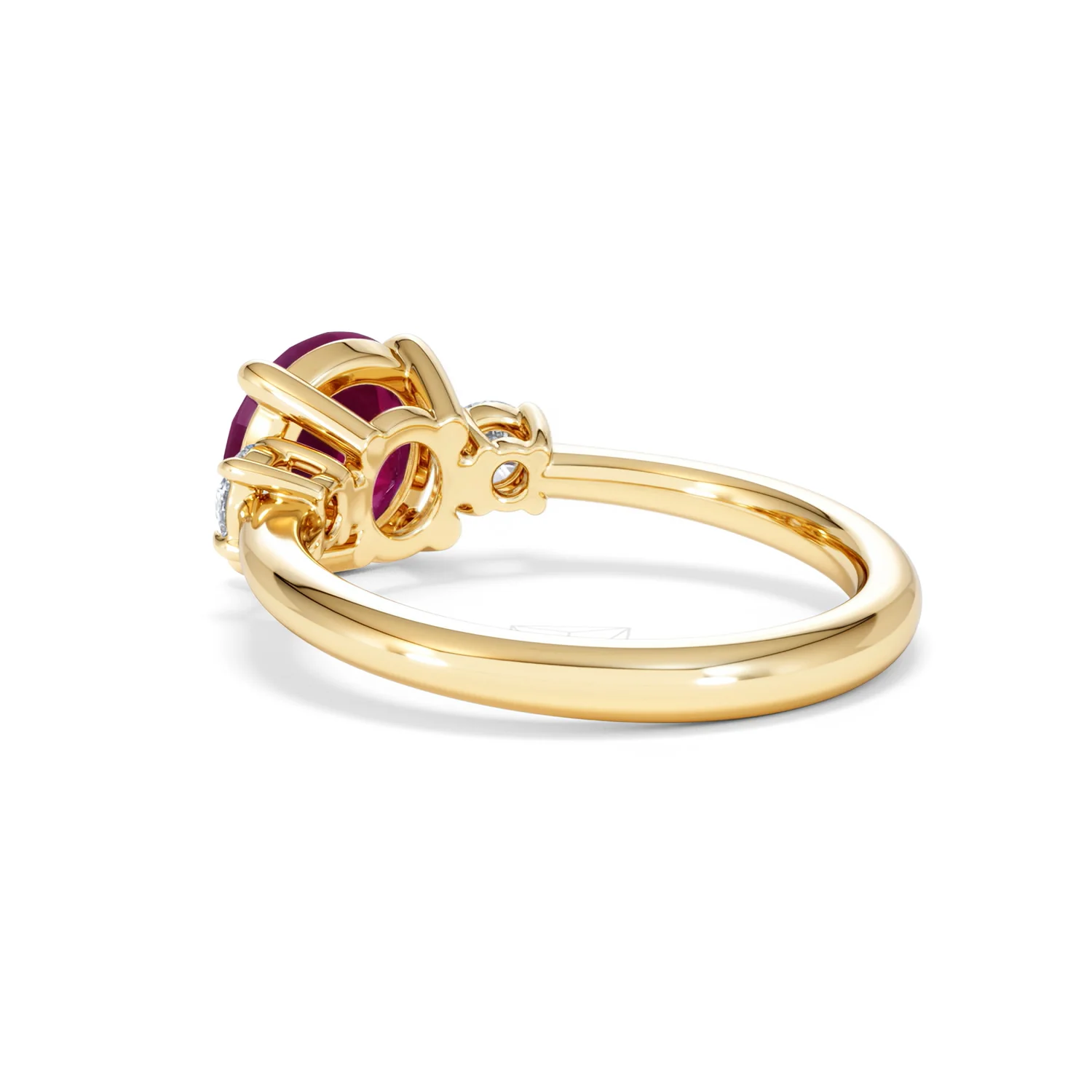 Solene 2.00ct Round Cut Lab Ruby and Lab Diamond 3 Stone Engagement Ring in 18K Yellow Gold - Image 58