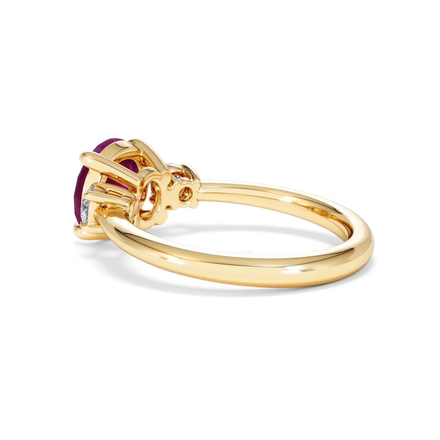 Solene 2.00ct Round Cut Lab Ruby and Lab Diamond 3 Stone Engagement Ring in 18K Yellow Gold - Image 61