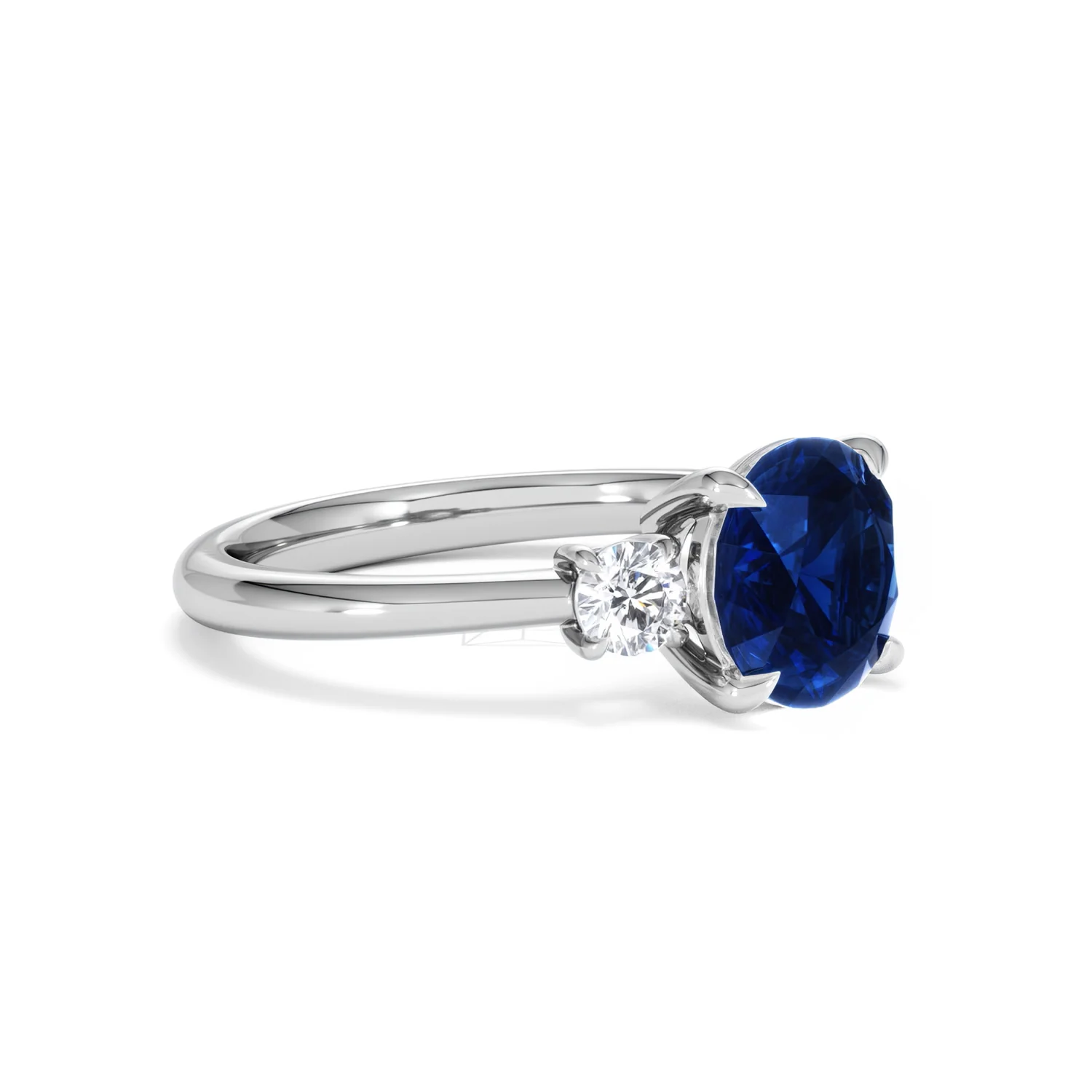 Solene 2.00ct Round Cut Lab Sapphire and Lab Diamond 3 Stone Engagement Ring in 18K White Gold - Image 19