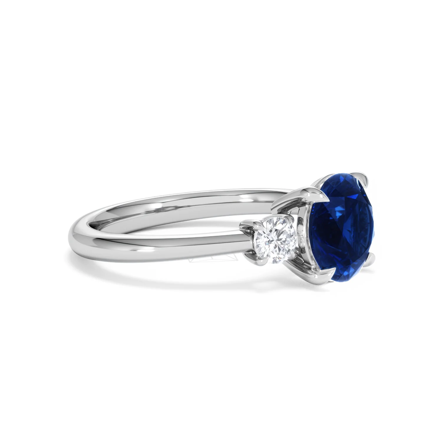 Solene 2.00ct Round Cut Lab Sapphire and Lab Diamond 3 Stone Engagement Ring in 18K White Gold - Image 21