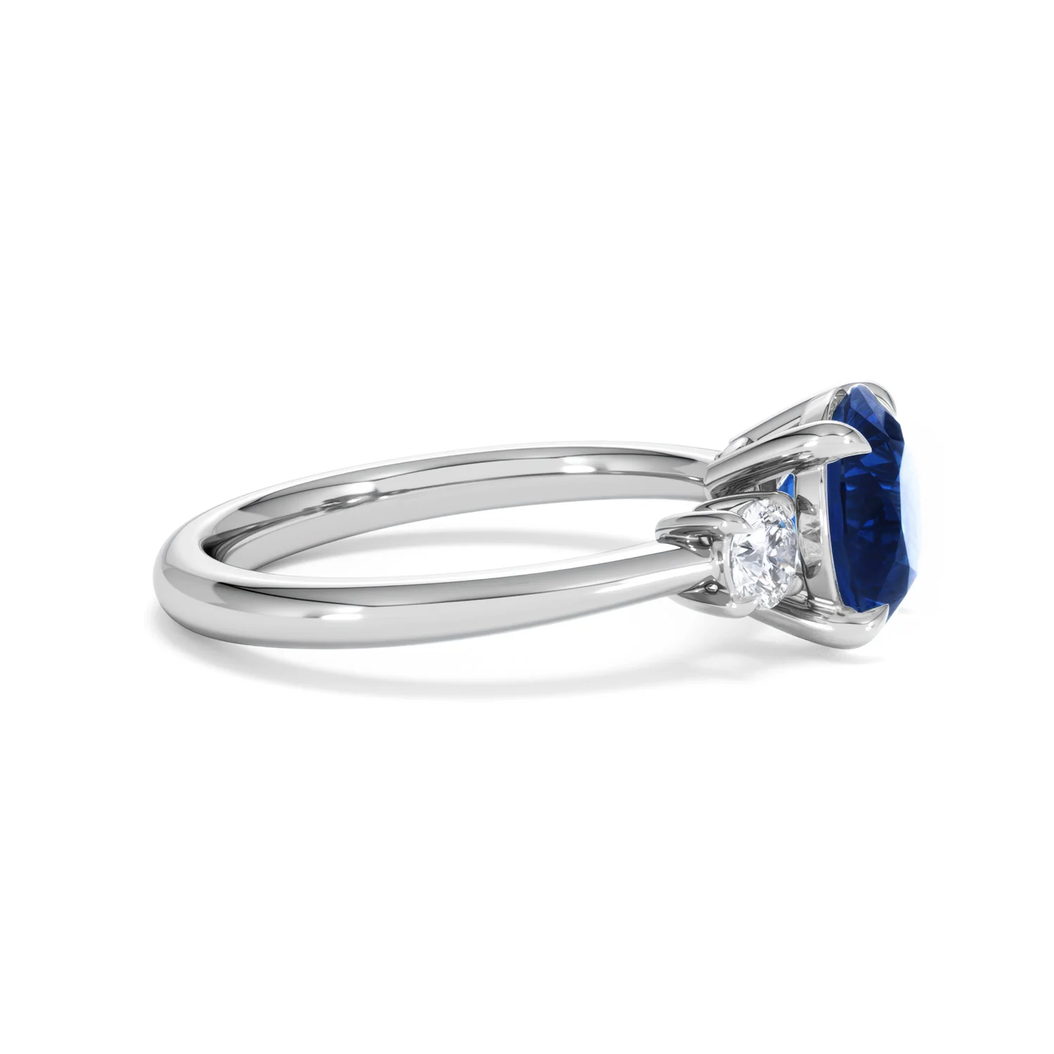 Solene 2.00ct Round Cut Lab Sapphire and Lab Diamond 3 Stone Engagement Ring in 18K White Gold - Image 26