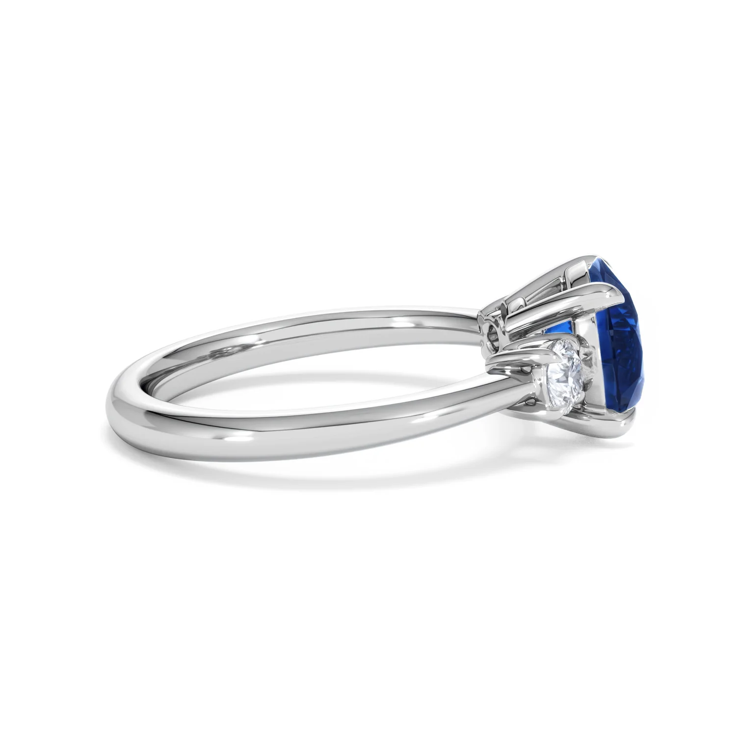 Solene 2.00ct Round Cut Lab Sapphire and Lab Diamond 3 Stone Engagement Ring in 18K White Gold - Image 29
