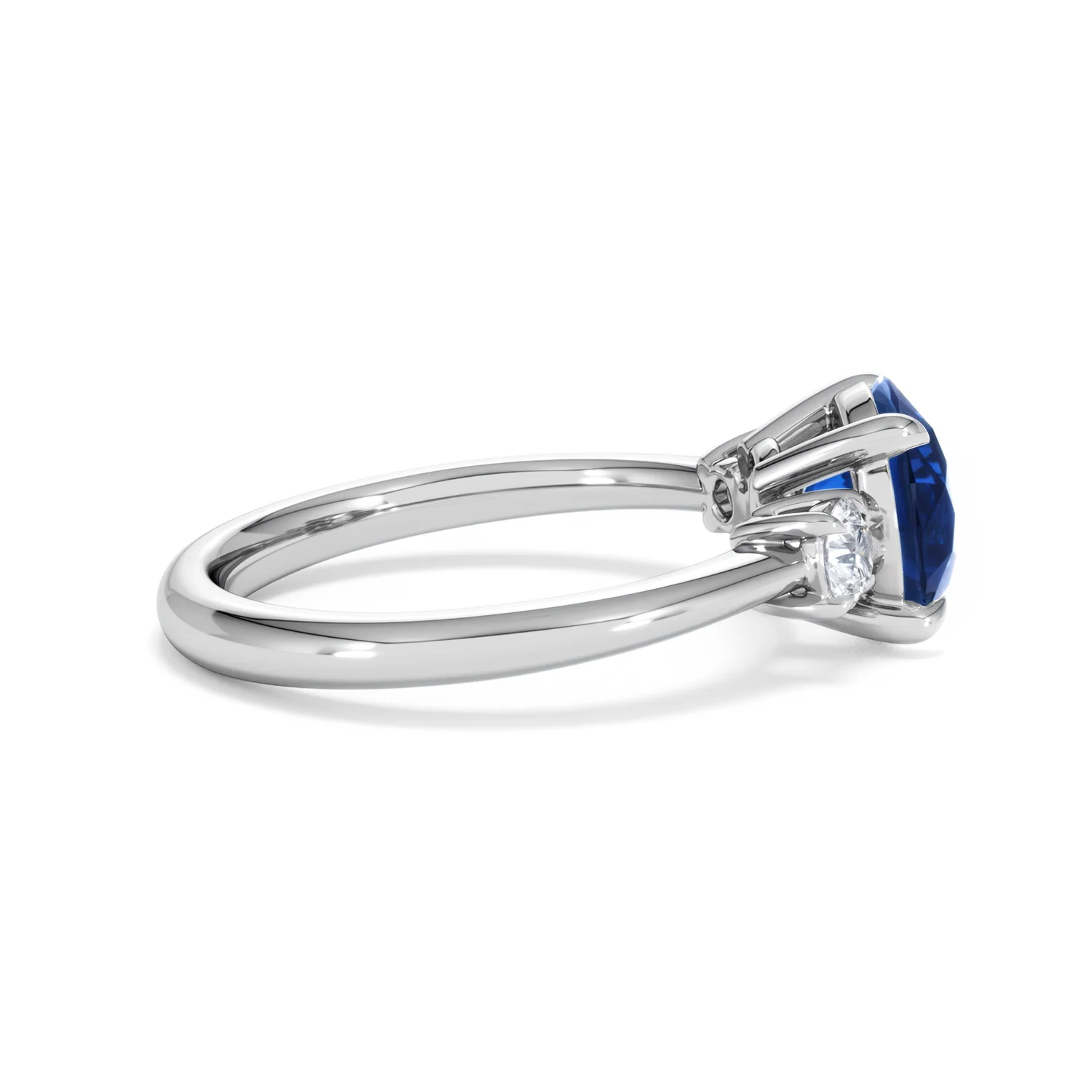 Solene 2.00ct Round Cut Lab Sapphire and Lab Diamond 3 Stone Engagement Ring in 18K White Gold - Image 30
