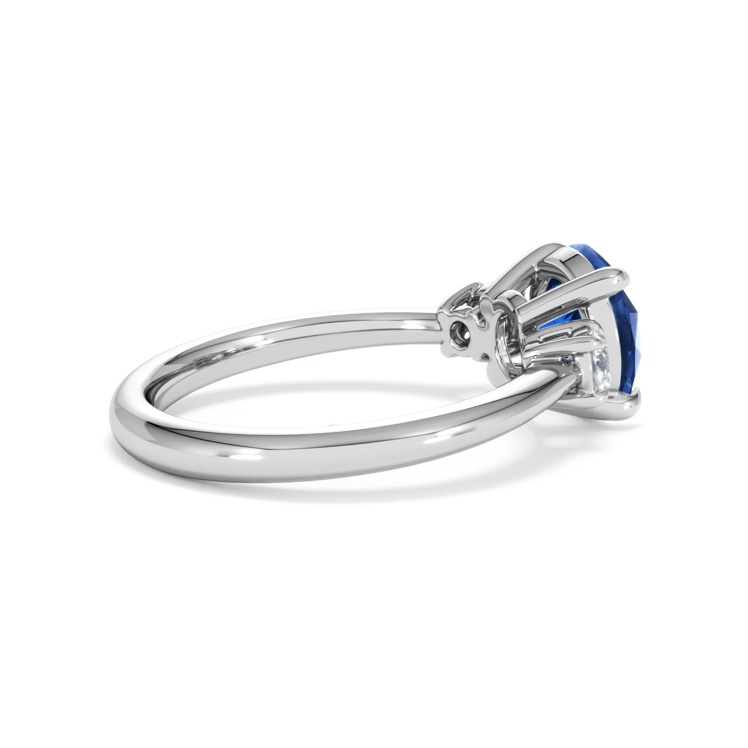 Solene 2.00ct Round Cut Lab Sapphire and Lab Diamond 3 Stone Engagement Ring in 18K White Gold - Image 34