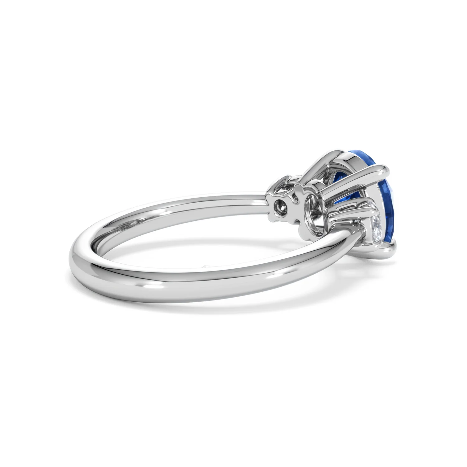 Solene 2.00ct Round Cut Lab Sapphire and Lab Diamond 3 Stone Engagement Ring in 18K White Gold - Image 35