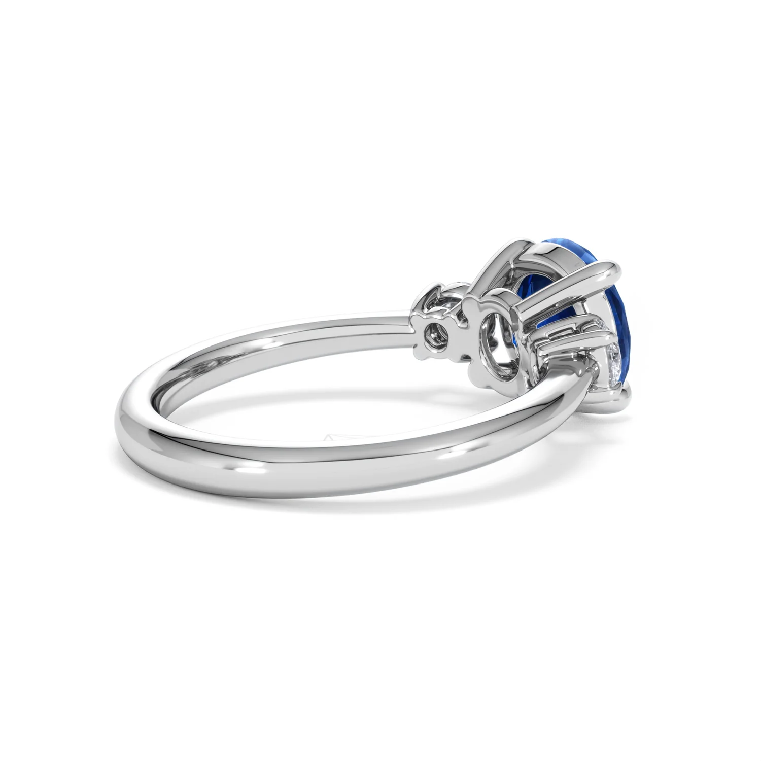 Solene 2.00ct Round Cut Lab Sapphire and Lab Diamond 3 Stone Engagement Ring in 18K White Gold - Image 37