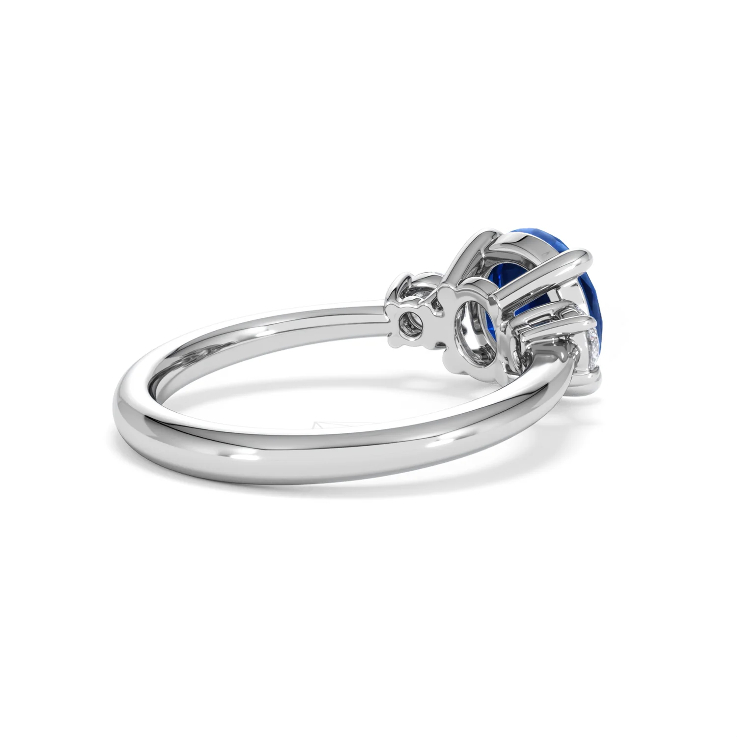 Solene 2.00ct Round Cut Lab Sapphire and Lab Diamond 3 Stone Engagement Ring in 18K White Gold - Image 38