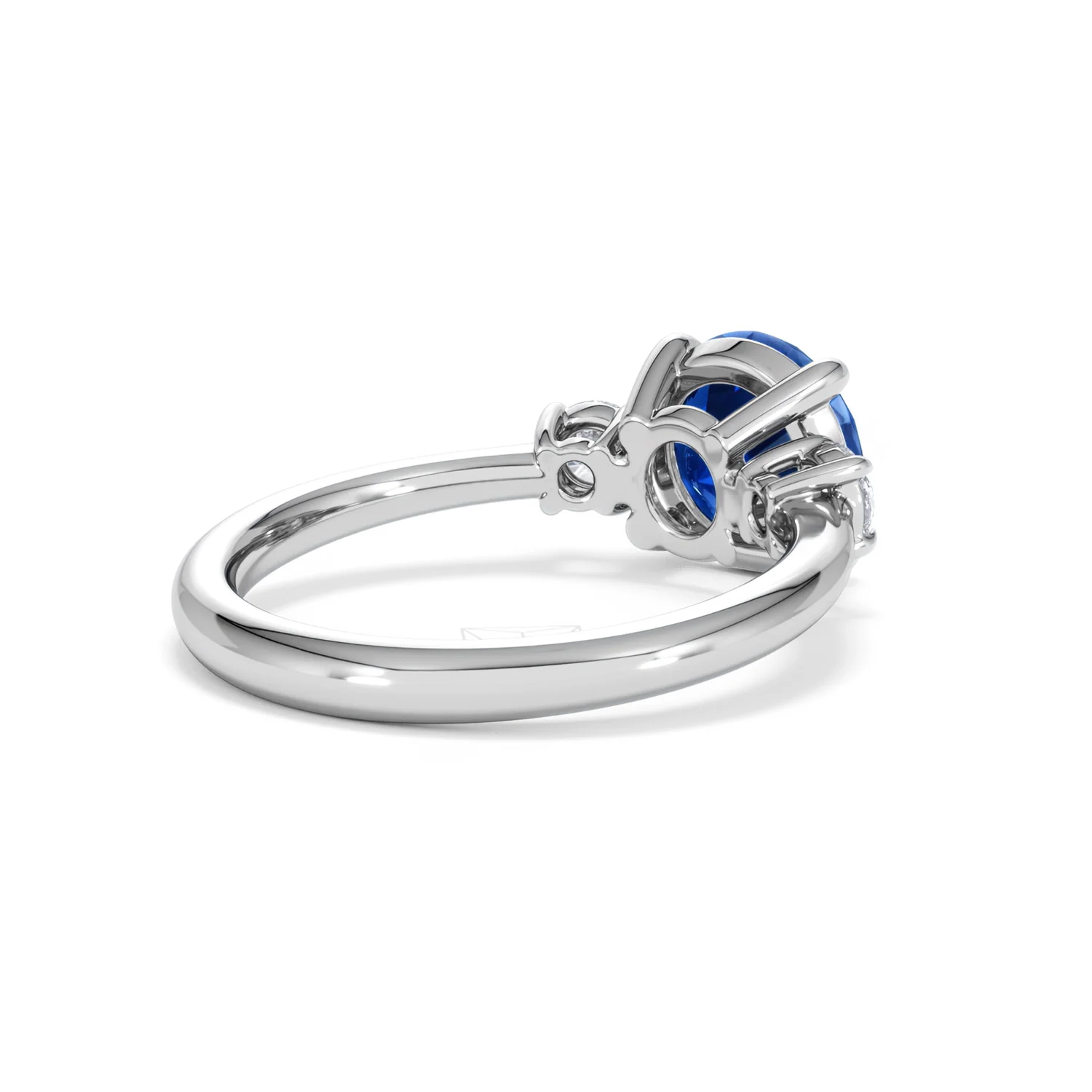 Solene 2.00ct Round Cut Lab Sapphire and Lab Diamond 3 Stone Engagement Ring in 18K White Gold - Image 40