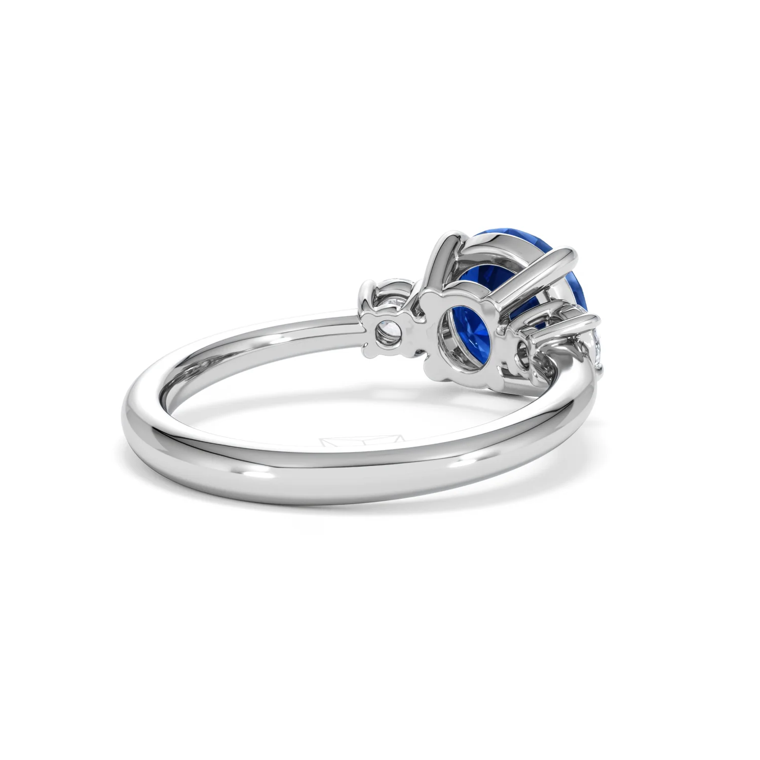 Solene 2.00ct Round Cut Lab Sapphire and Lab Diamond 3 Stone Engagement Ring in 18K White Gold - Image 41