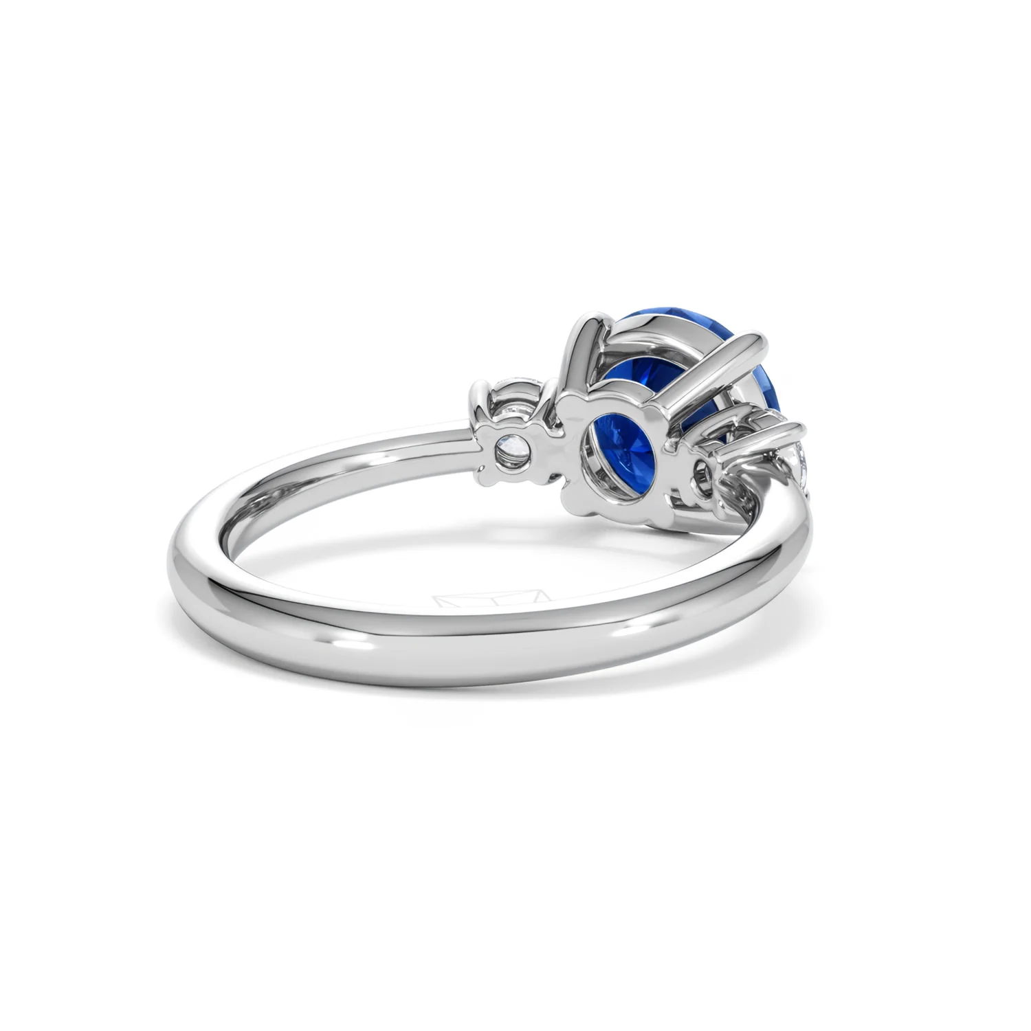 Solene 2.00ct Round Cut Lab Sapphire and Lab Diamond 3 Stone Engagement Ring in 18K White Gold - Image 42