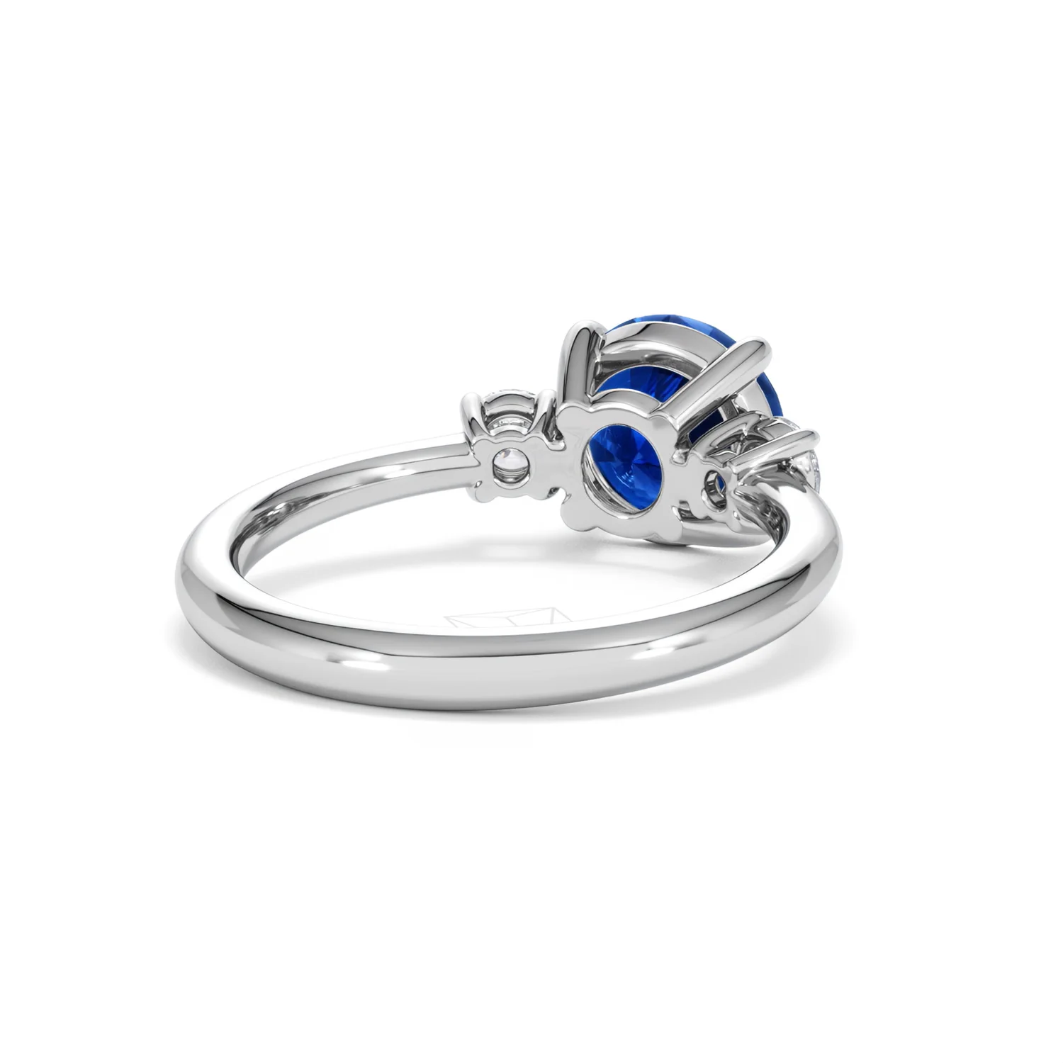 Solene 2.00ct Round Cut Lab Sapphire and Lab Diamond 3 Stone Engagement Ring in 18K White Gold - Image 43