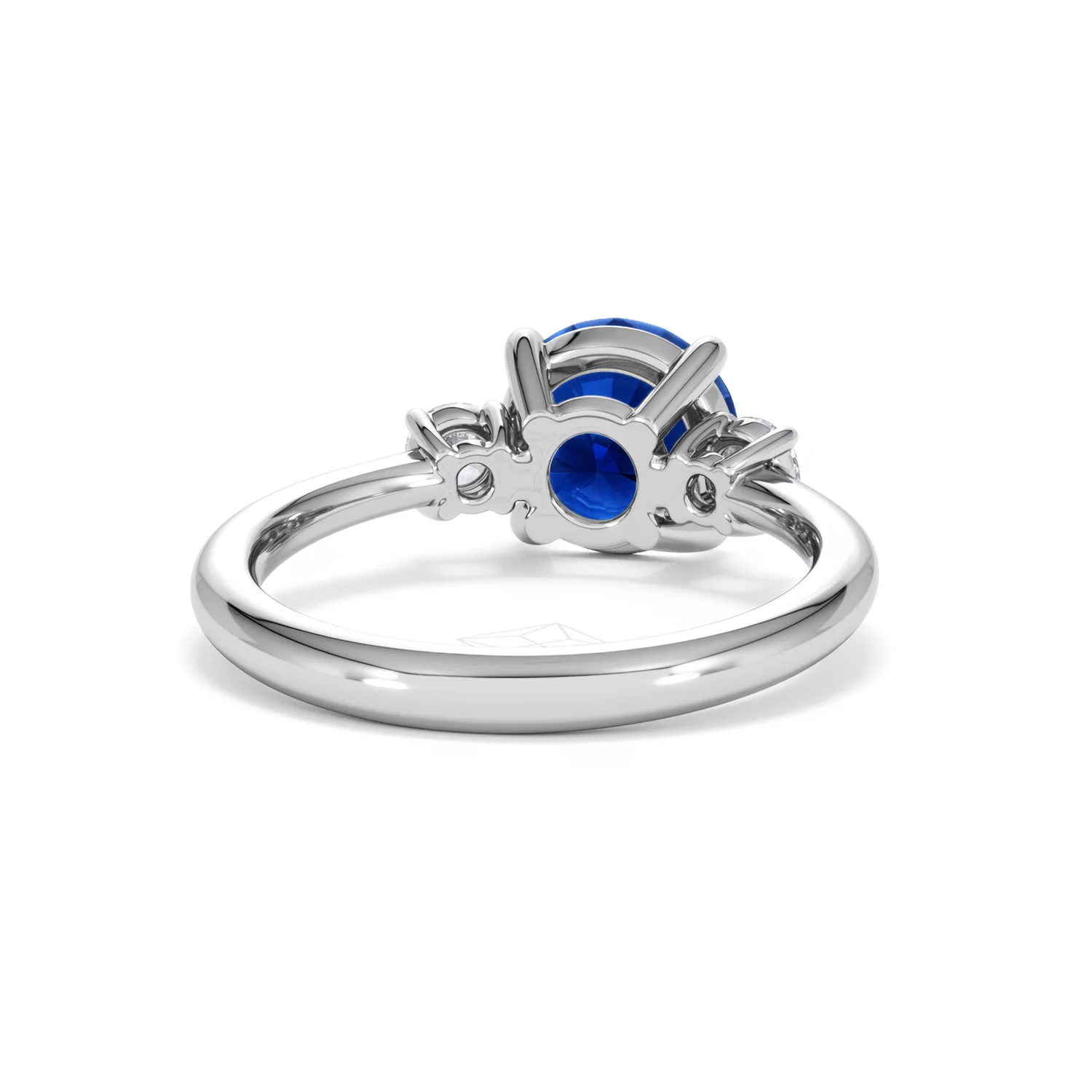 Solene 2.00ct Round Cut Lab Sapphire and Lab Diamond 3 Stone Engagement Ring in 18K White Gold - Image 46