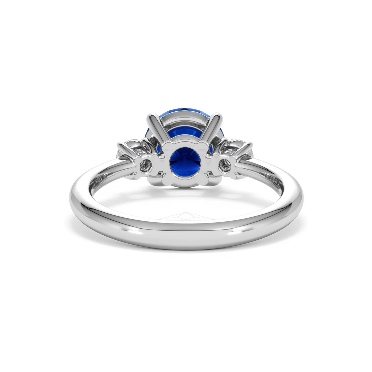 Solene 2.00ct Round Cut Lab Sapphire and Lab Diamond 3 Stone Engagement Ring in 18K White Gold - Image 49