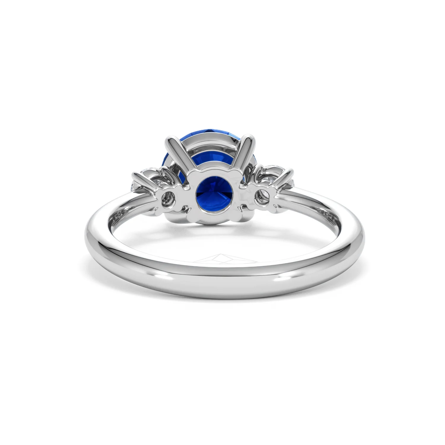 Solene 2.00ct Round Cut Lab Sapphire and Lab Diamond 3 Stone Engagement Ring in 18K White Gold - Image 50