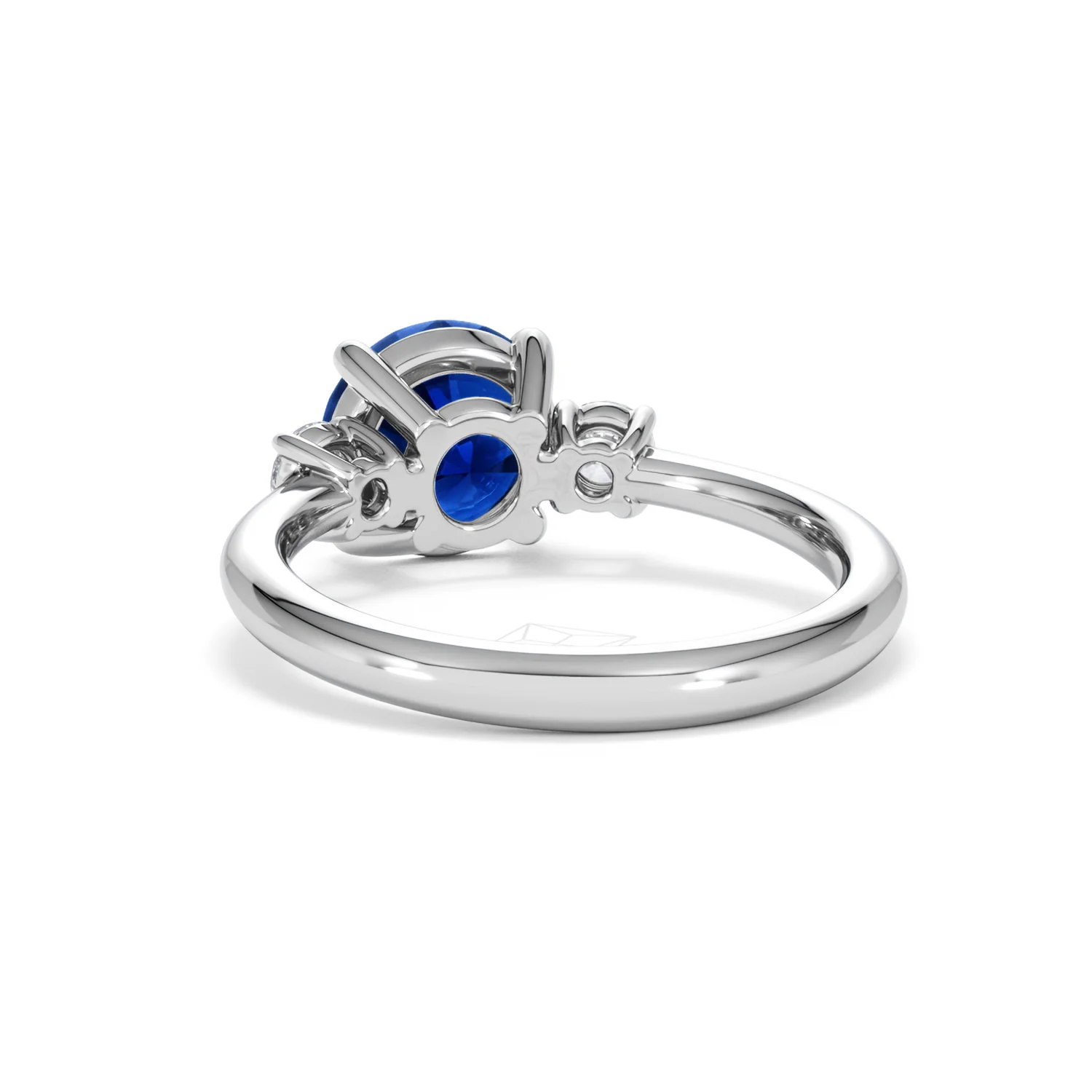 Solene 2.00ct Round Cut Lab Sapphire and Lab Diamond 3 Stone Engagement Ring in 18K White Gold - Image 53
