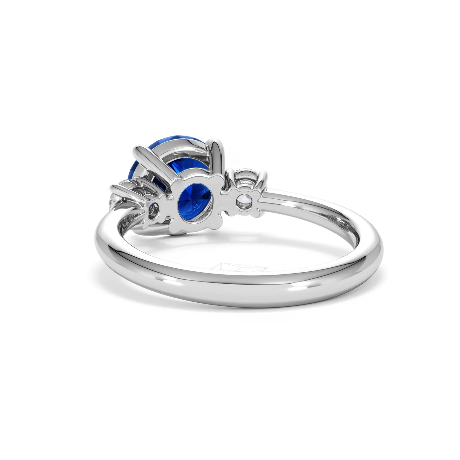 Solene 2.00ct Round Cut Lab Sapphire and Lab Diamond 3 Stone Engagement Ring in 18K White Gold - Image 54