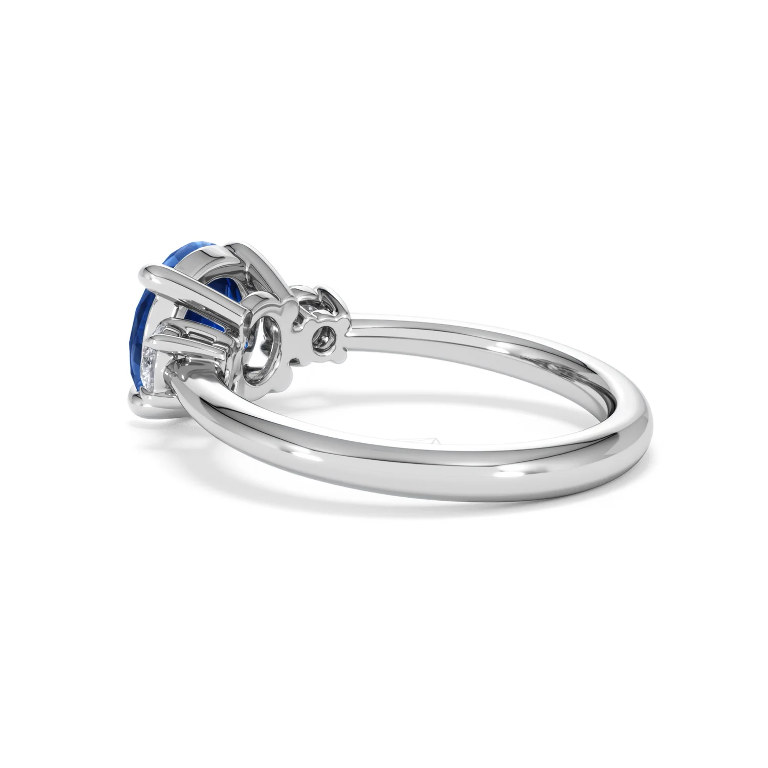 Solene 2.00ct Round Cut Lab Sapphire and Lab Diamond 3 Stone Engagement Ring in 18K White Gold - Image 61