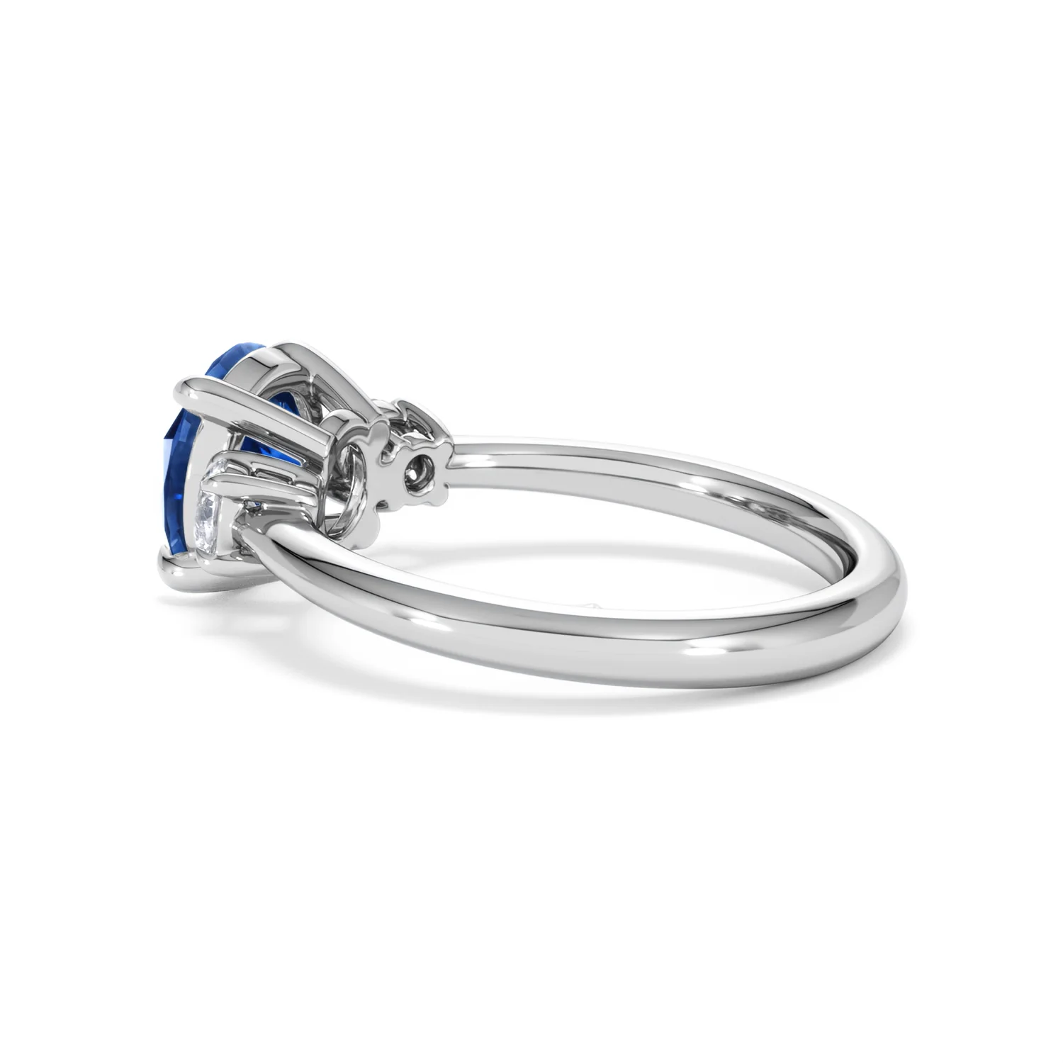 Solene 2.00ct Round Cut Lab Sapphire and Lab Diamond 3 Stone Engagement Ring in 18K White Gold - Image 63