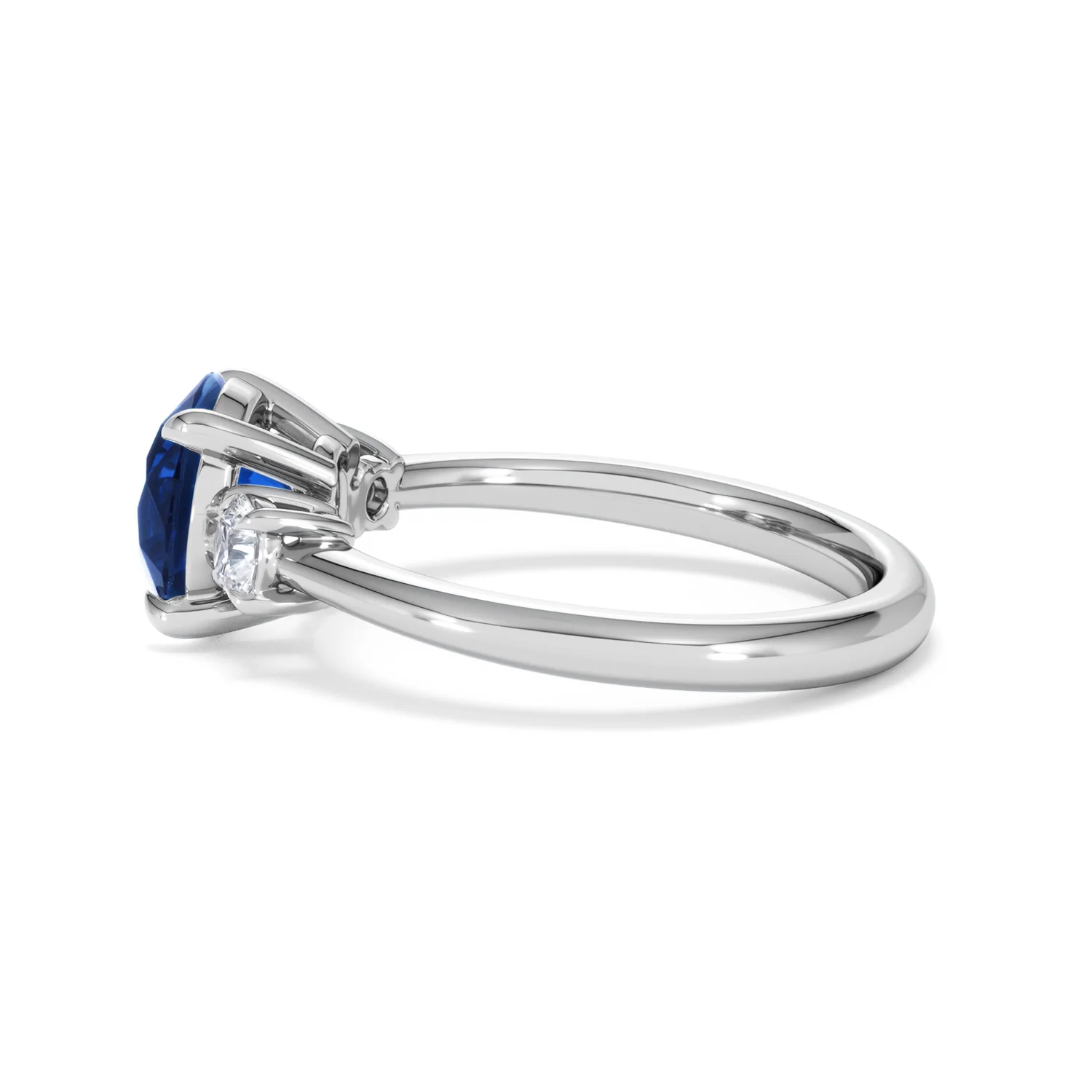 Solene 2.00ct Round Cut Lab Sapphire and Lab Diamond 3 Stone Engagement Ring in 18K White Gold - Image 67