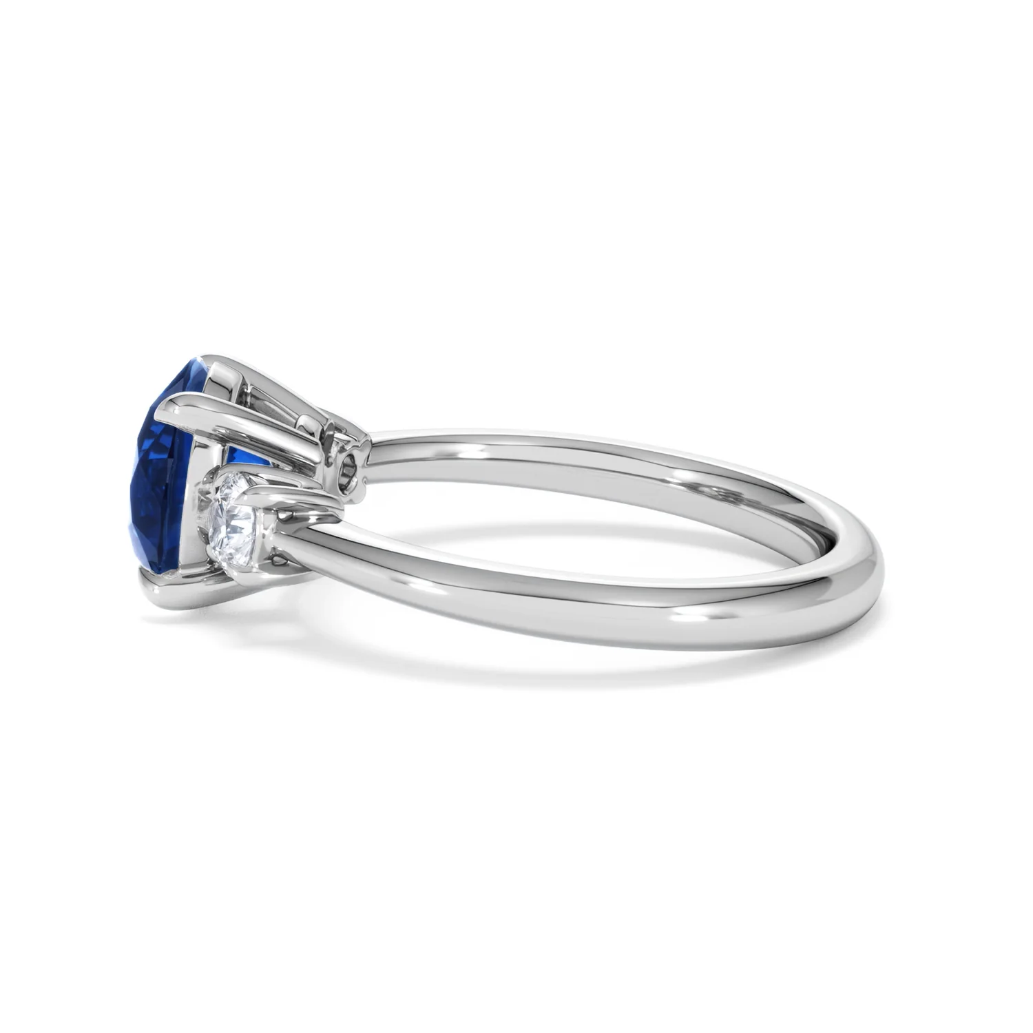 Solene 2.00ct Round Cut Lab Sapphire and Lab Diamond 3 Stone Engagement Ring in 18K White Gold - Image 68