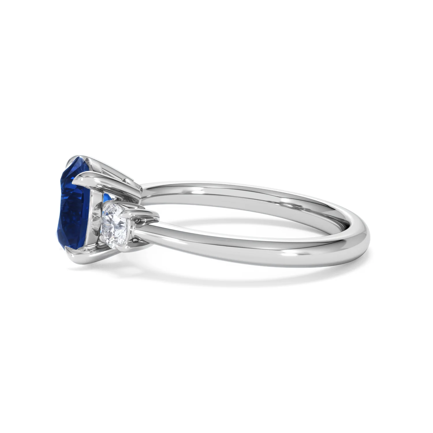 Solene 2.00ct Round Cut Lab Sapphire and Lab Diamond 3 Stone Engagement Ring in 18K White Gold - Image 71