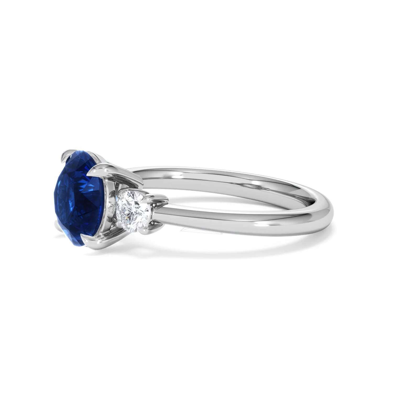 Solene 2.00ct Round Cut Lab Sapphire and Lab Diamond 3 Stone Engagement Ring in 18K White Gold - Image 75