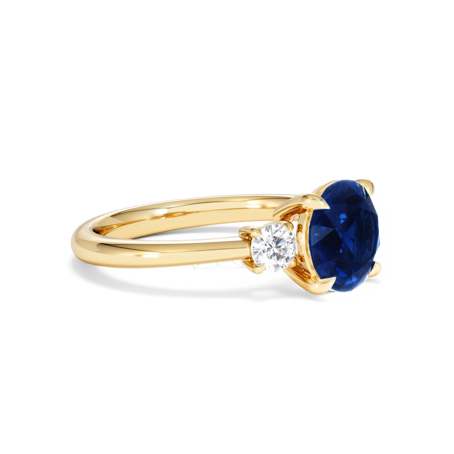 Solene 2.00ct Round Cut Lab Sapphire and Lab Diamond 3 Stone Engagement Ring in 18K Yellow Gold - Image 20