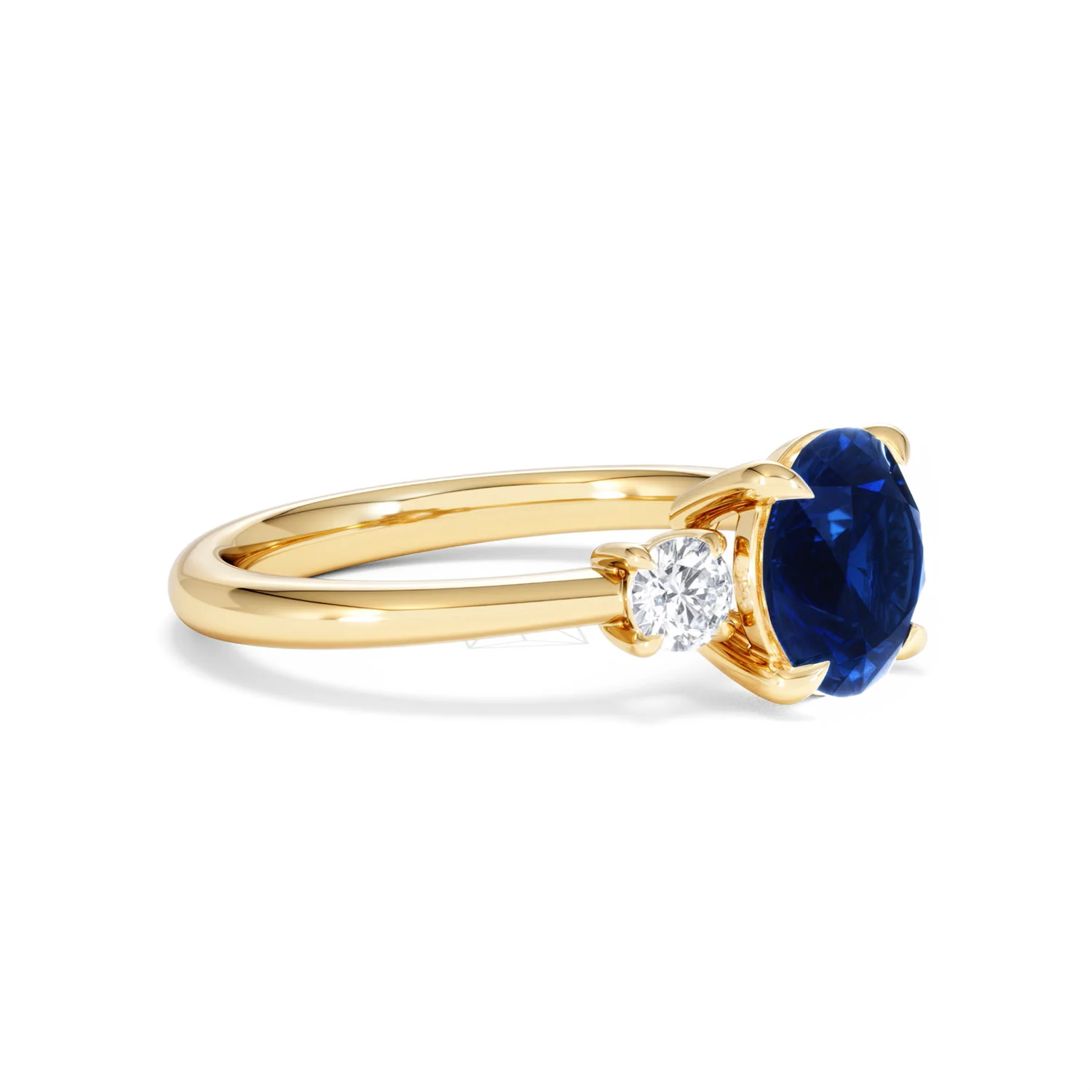 Solene 2.00ct Round Cut Lab Sapphire and Lab Diamond 3 Stone Engagement Ring in 18K Yellow Gold - Image 21