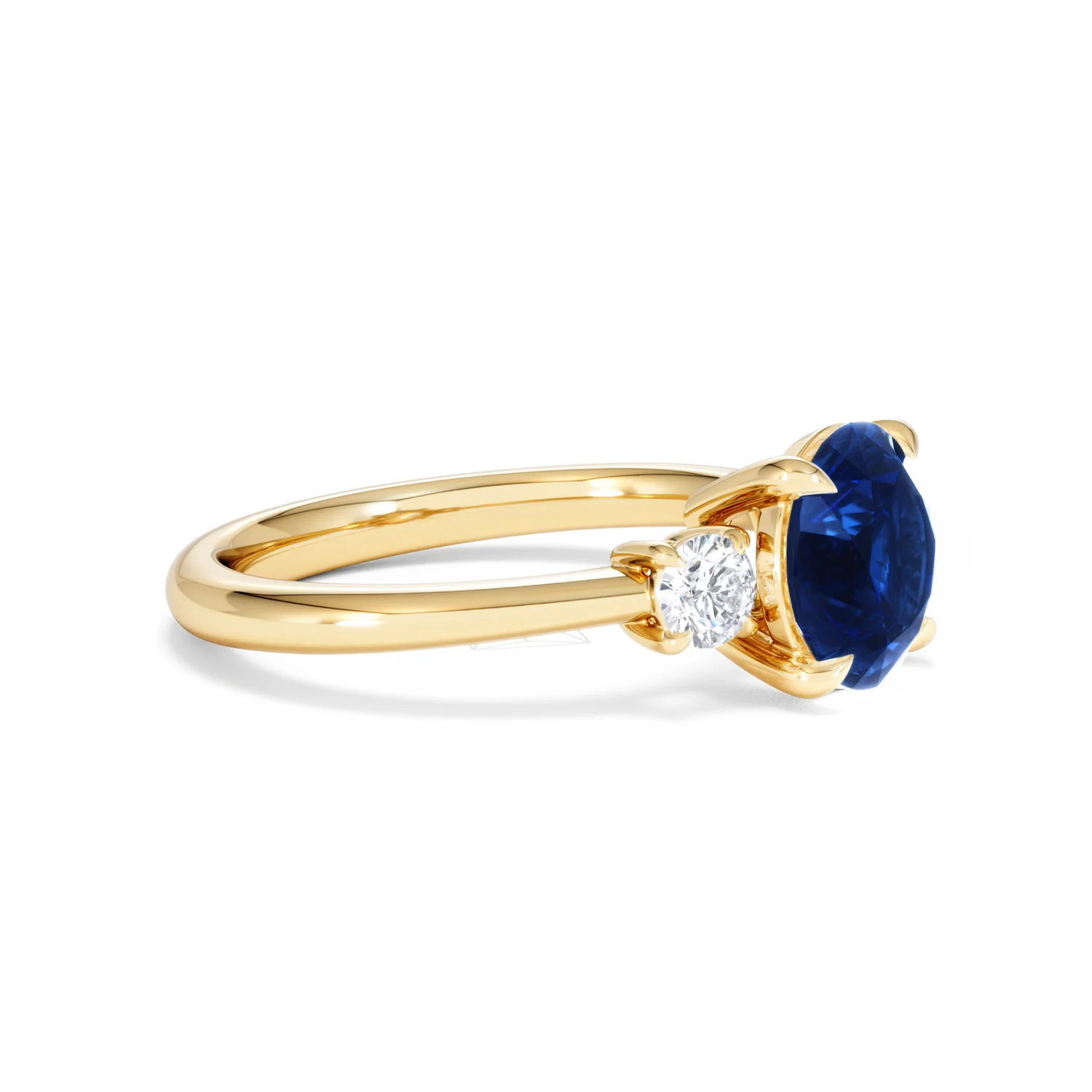 Solene 2.00ct Round Cut Lab Sapphire and Lab Diamond 3 Stone Engagement Ring in 18K Yellow Gold - Image 22