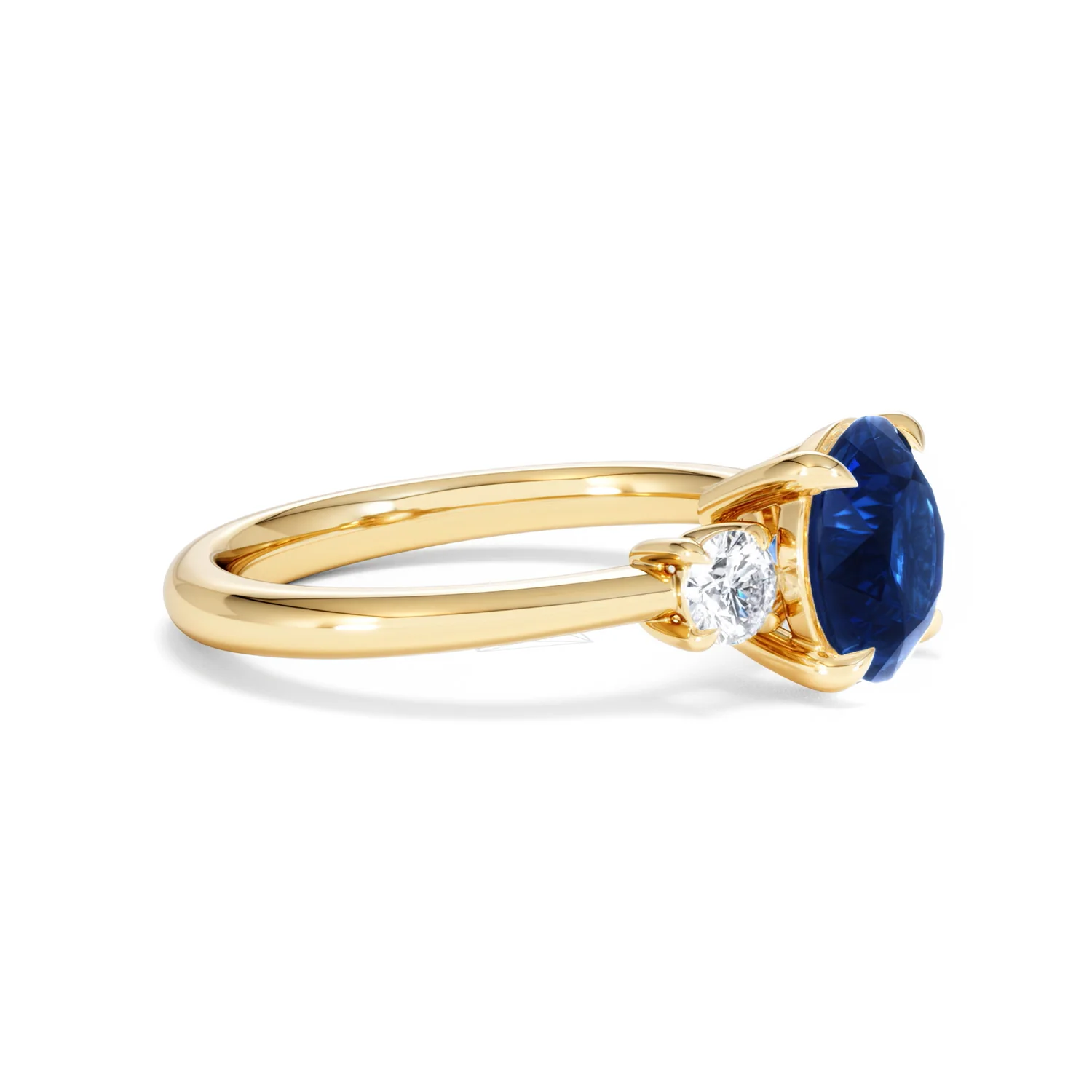 Solene 2.00ct Round Cut Lab Sapphire and Lab Diamond 3 Stone Engagement Ring in 18K Yellow Gold - Image 23