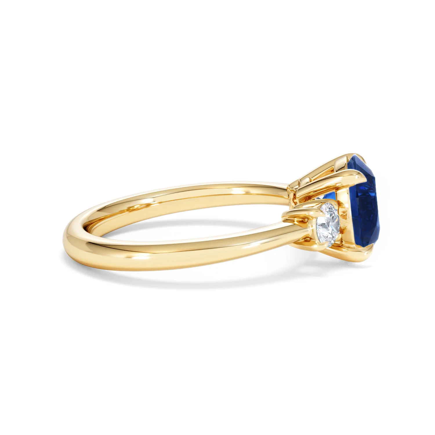 Solene 2.00ct Round Cut Lab Sapphire and Lab Diamond 3 Stone Engagement Ring in 18K Yellow Gold - Image 28