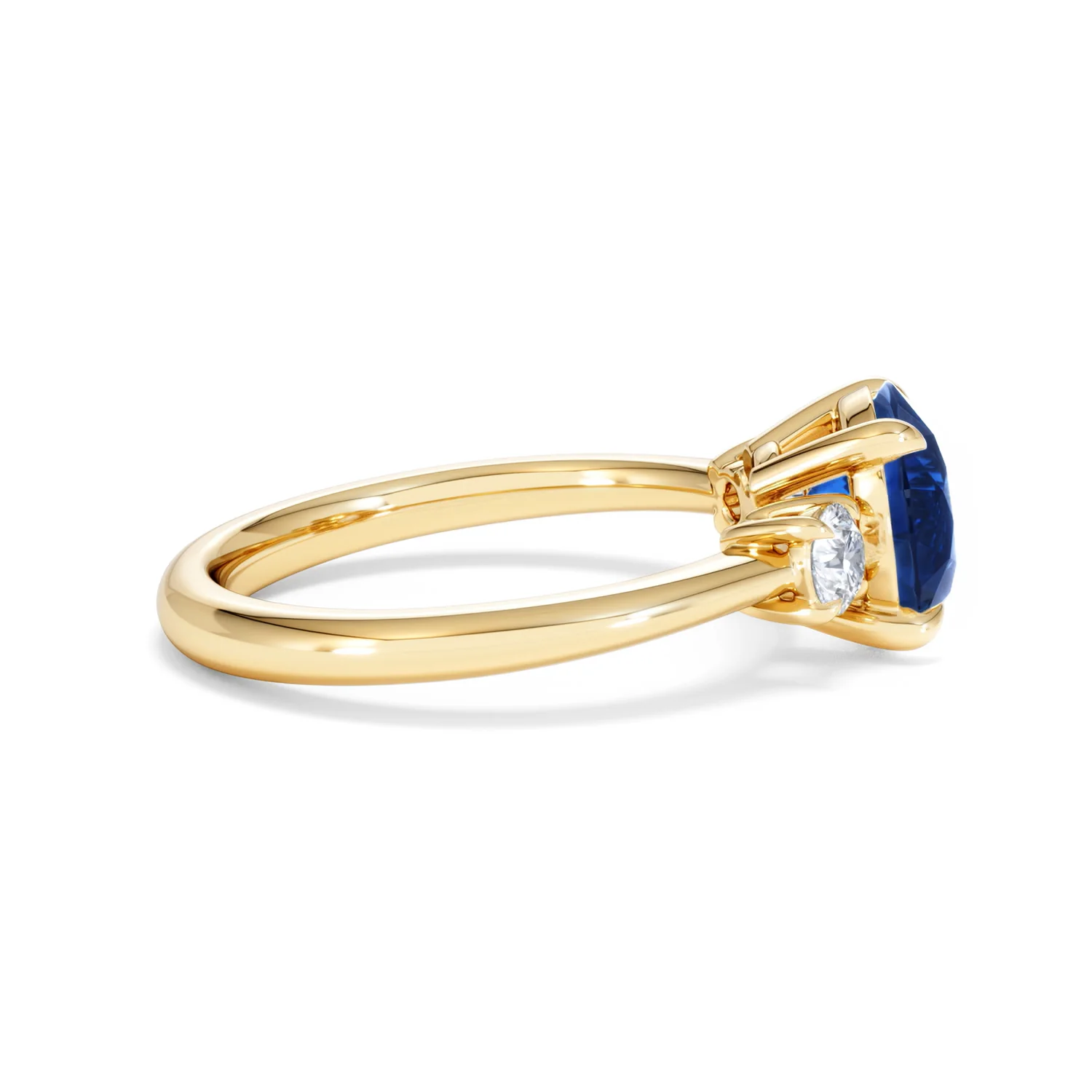 Solene 2.00ct Round Cut Lab Sapphire and Lab Diamond 3 Stone Engagement Ring in 18K Yellow Gold - Image 29