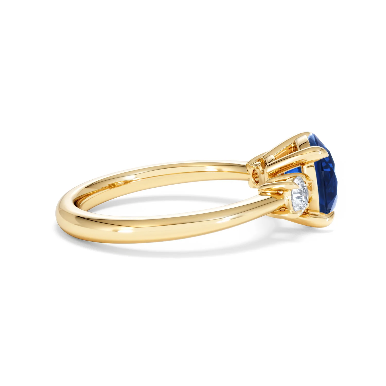 Solene 2.00ct Round Cut Lab Sapphire and Lab Diamond 3 Stone Engagement Ring in 18K Yellow Gold - Image 30